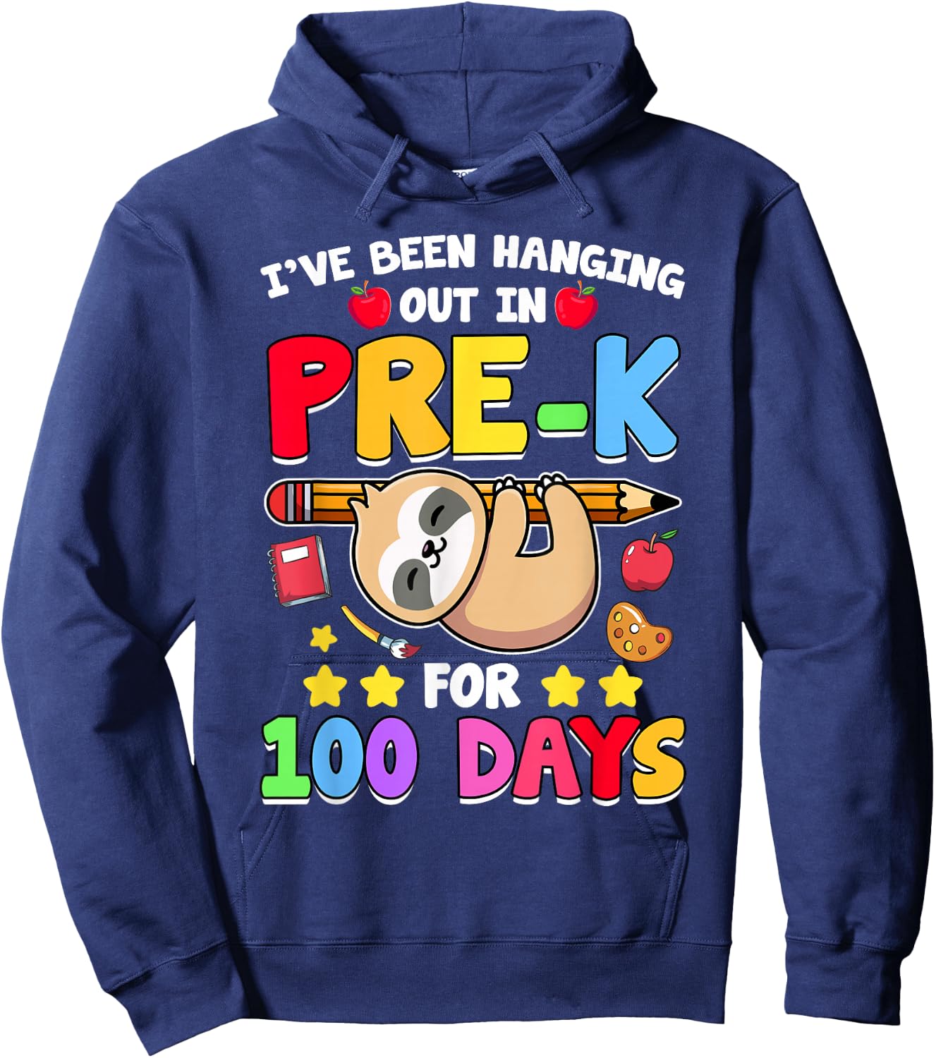 100th Day Of School Sloth Shirt Pre-K 100 Days School Hoodie - Hoodie | Navy