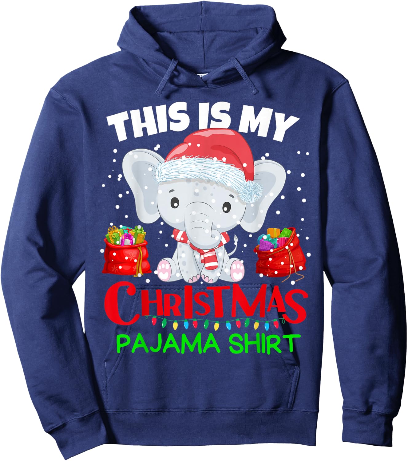 This is my Christmas Pajama Shirt baby elephant for kids Hoodie - Hoodie | Navy
