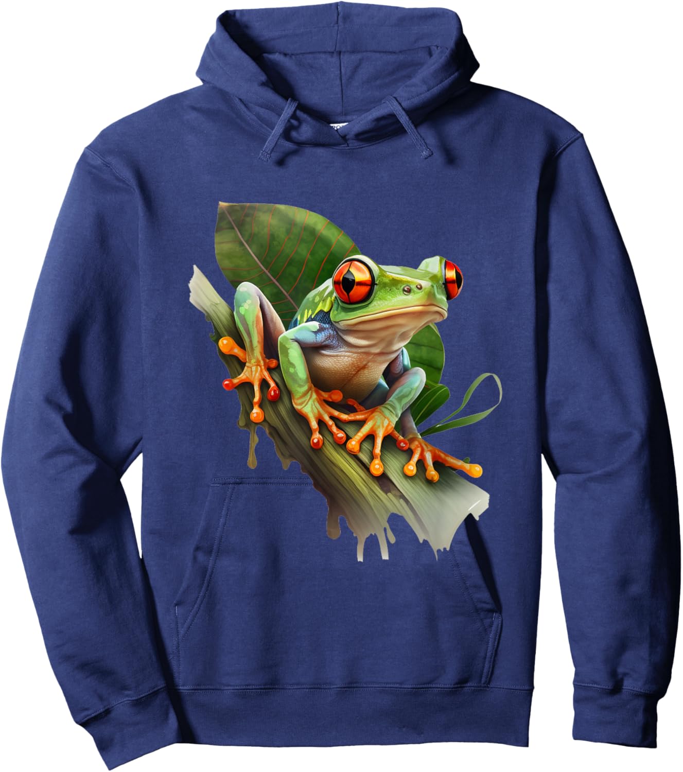 Red Eyed Tree Frog Rainforest Amphibian Green Body Tree Frog Hoodie - Hoodie | Navy