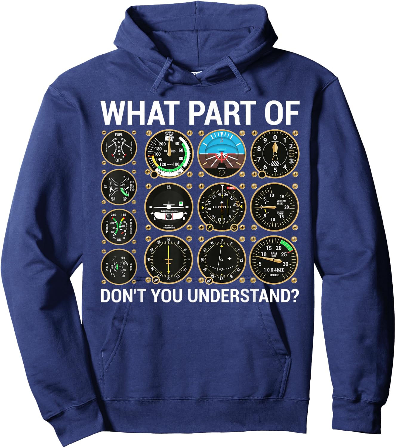 Funny Pilot Design Women Airplane Flight Instrument Hoodie - Hoodie | Navy