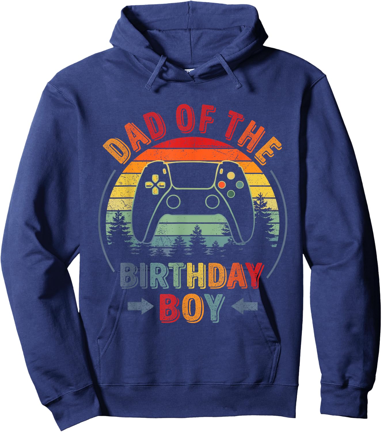 Dad of the Birthday Boy Vintage Matching Gamer Birthday Hoodie - Hoodie | Navy