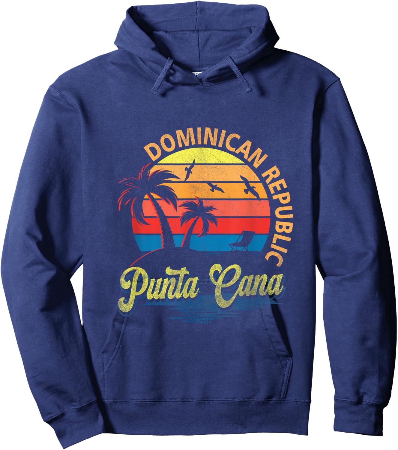 Sunset Punta Cana Beach Souvenir Dominican Republic Retro Hoodie - Hoodie | Navy