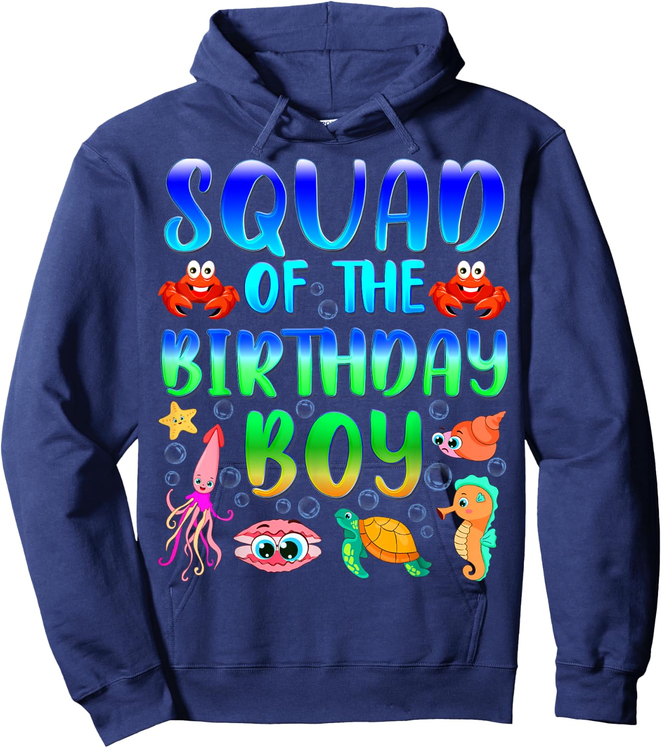 Squad Of The Birthday Boy Sea Fish Aquarium Matching Family Hoodie - Hoodie | Navy
