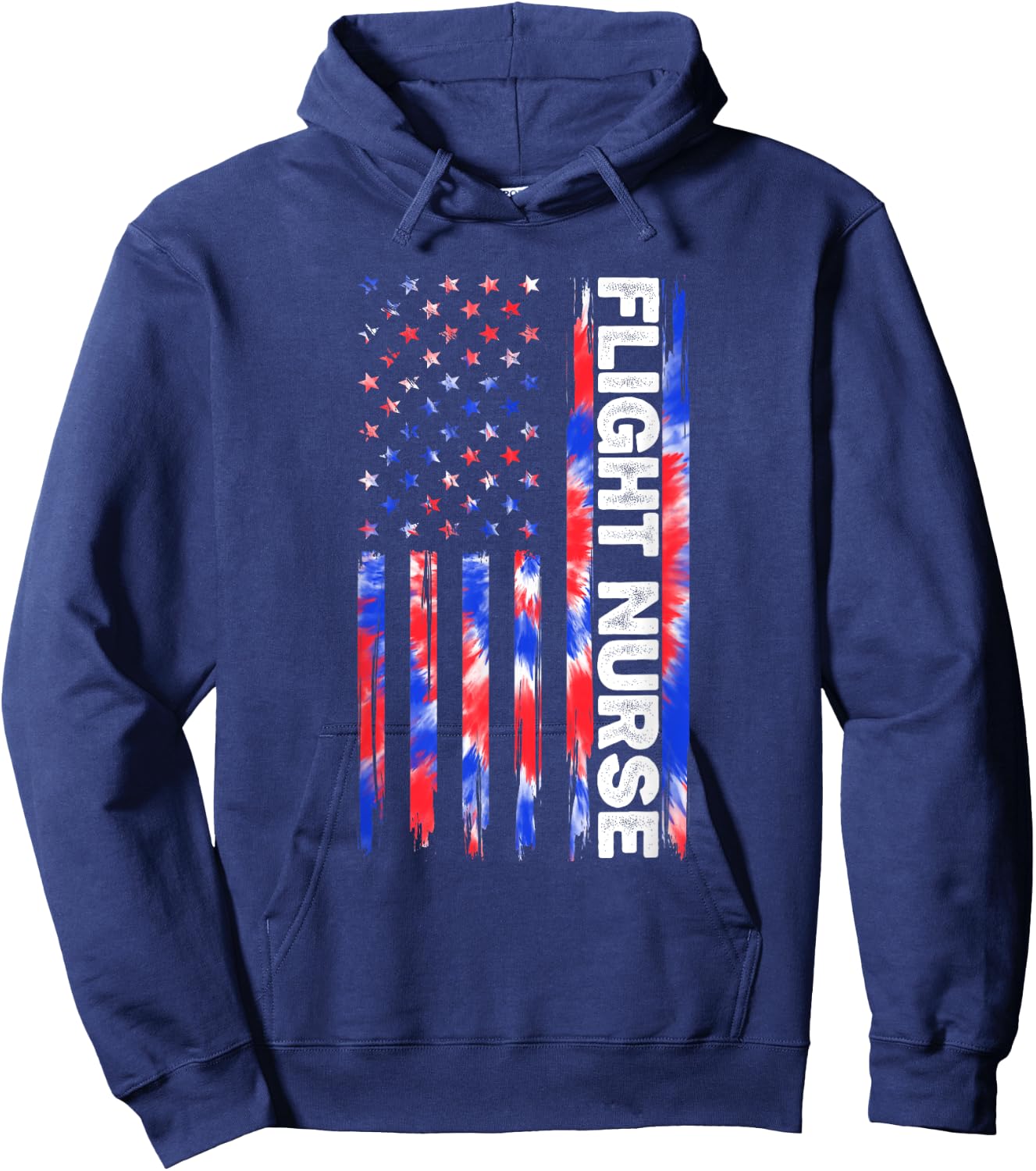Flight Nurse Nursing Tie Dye American Flag 4th Of July Usa Hoodie - Hoodie | Navy
