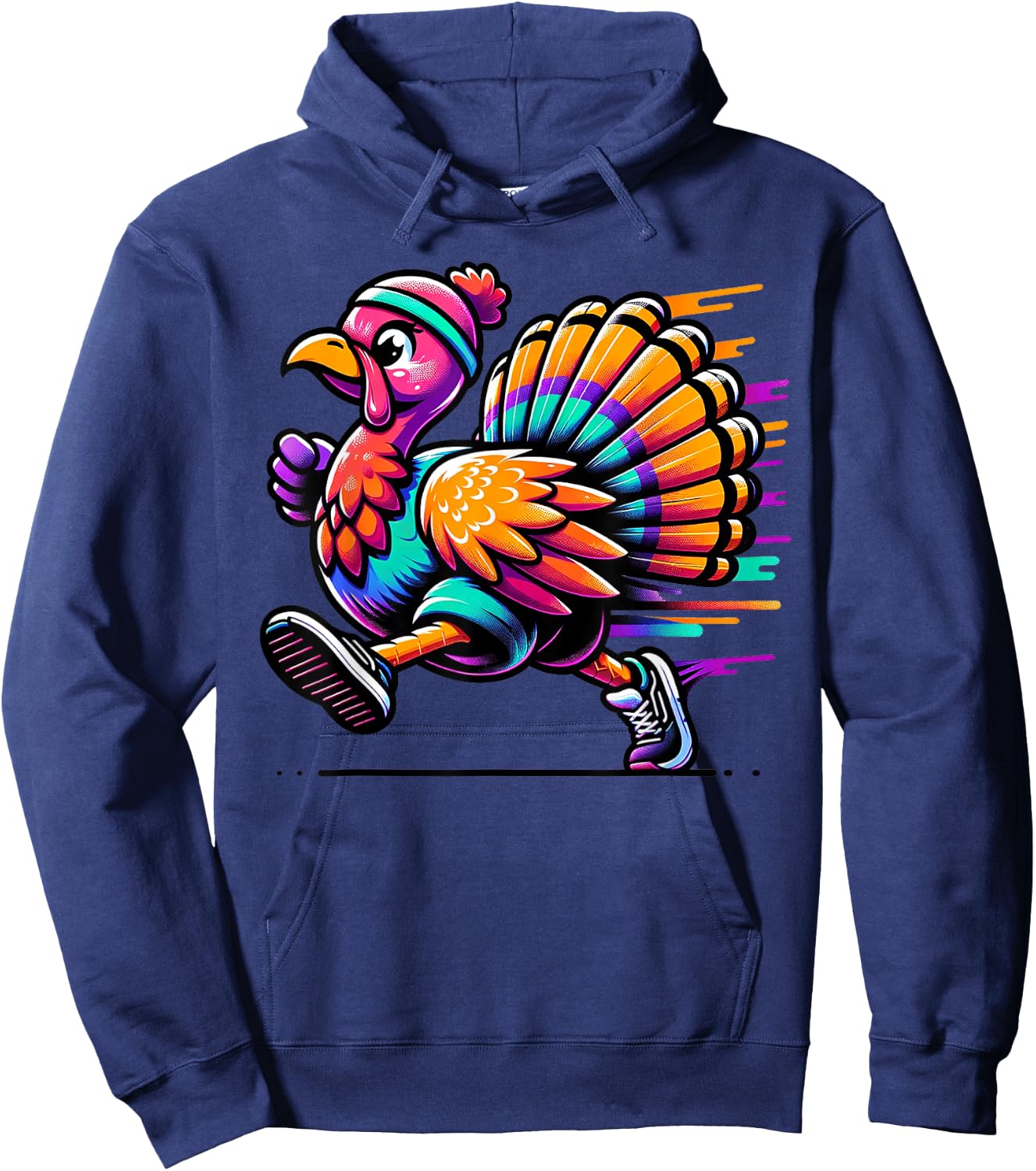 Thanksgiving Turkey Costume Turkey Trot Running 5K 10K Hoodie - Hoodie | Navy