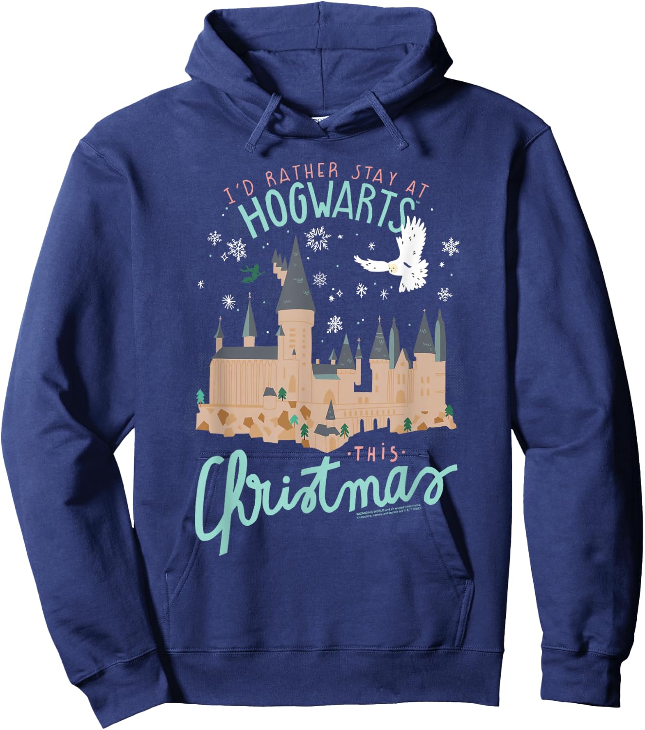 Harry Potter I'd Rather Stay At Hogwarts This Christmas Hoodie - Hoodie | Navy