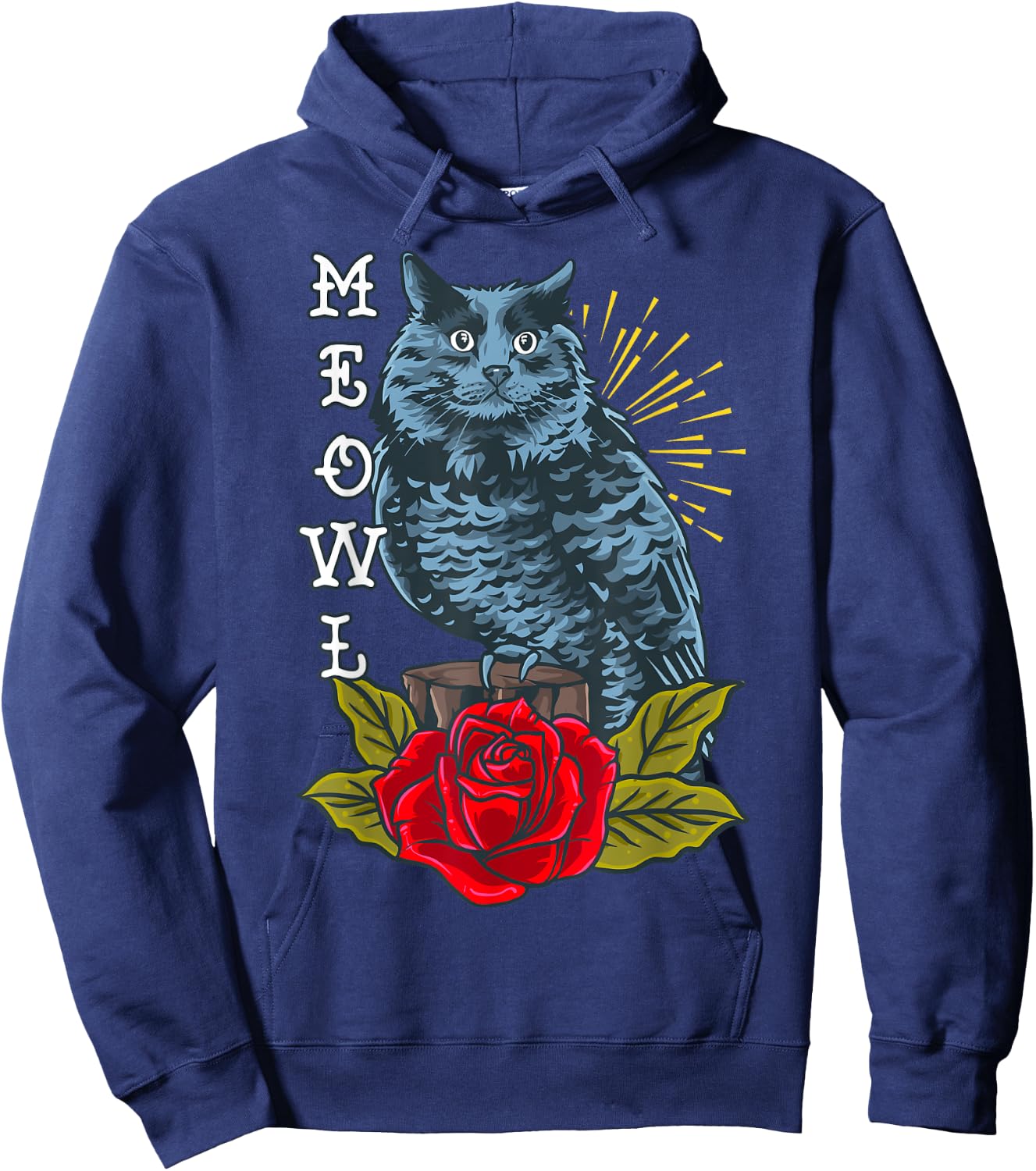 Meowl Cat and Owl Aesthetic Hybrid Animal Women Girls Kids Hoodie - Hoodie | Navy