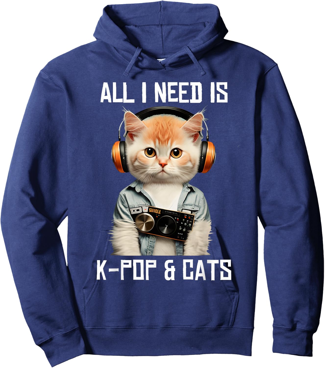 All I Need Is K-Pop and Cats KPop Music Outfit Dress Korean Hoodie - Hoodie | Navy