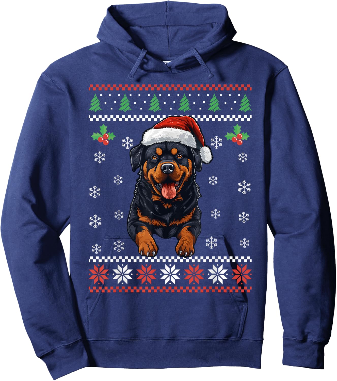 Rottweiler Dog Ugly Christmas Sweater Xmas For Adults Kids Hoodie - Hoodie | Navy