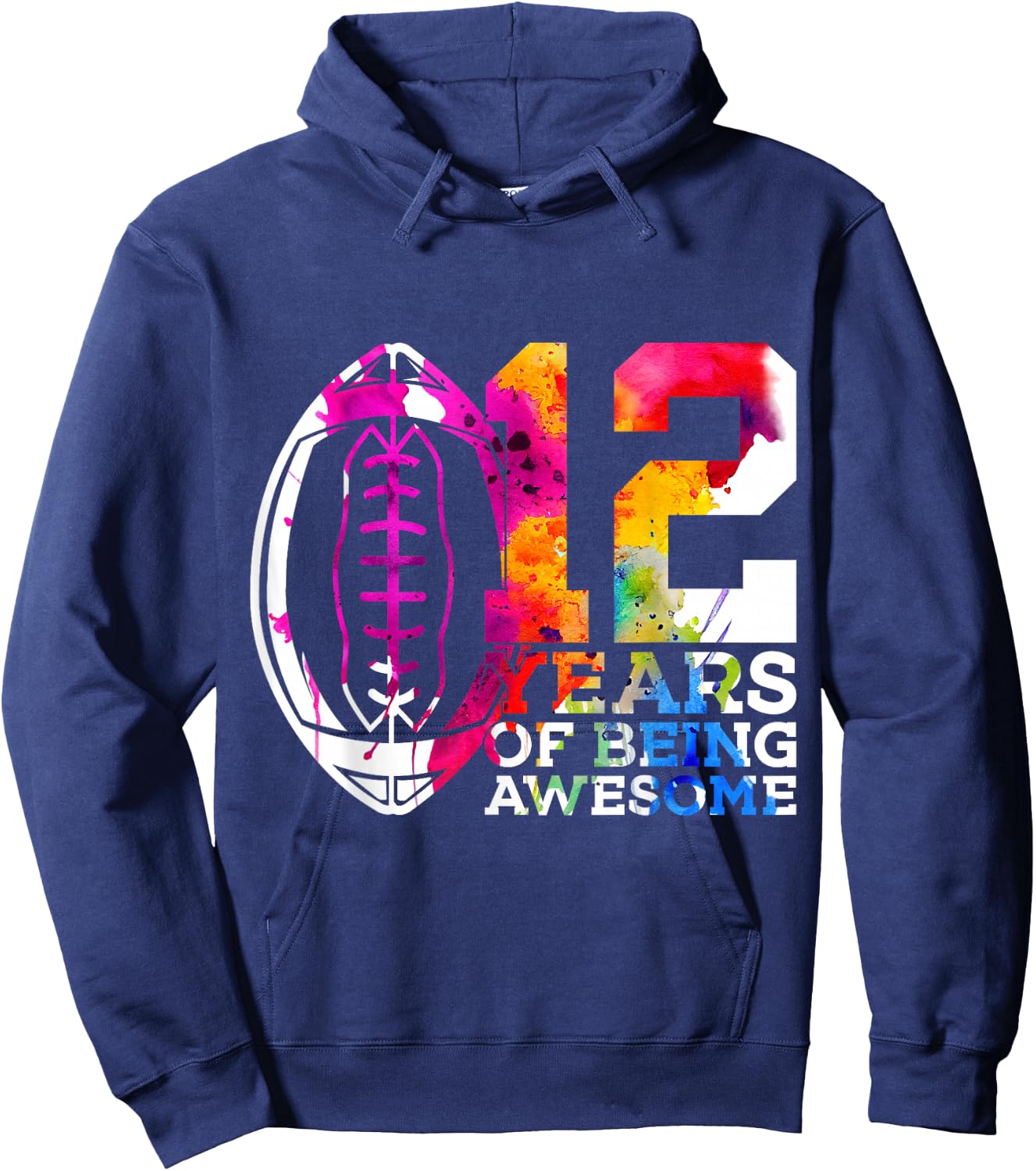 12 Years of Being Awesome Football 12th Birthday Hoodie - Hoodie | Navy