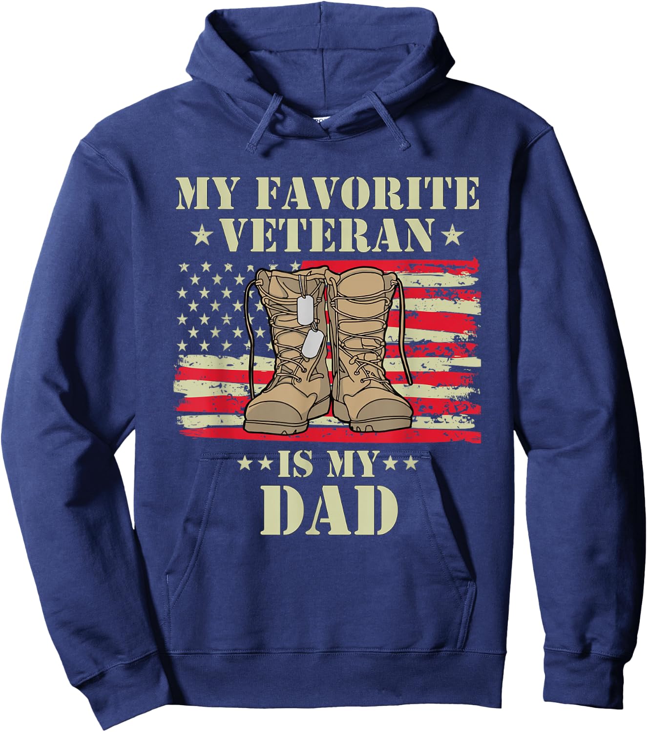 Father Veterans Day My Favorite Veteran is My Dad Proud Kids Hoodie - Hoodie | Navy