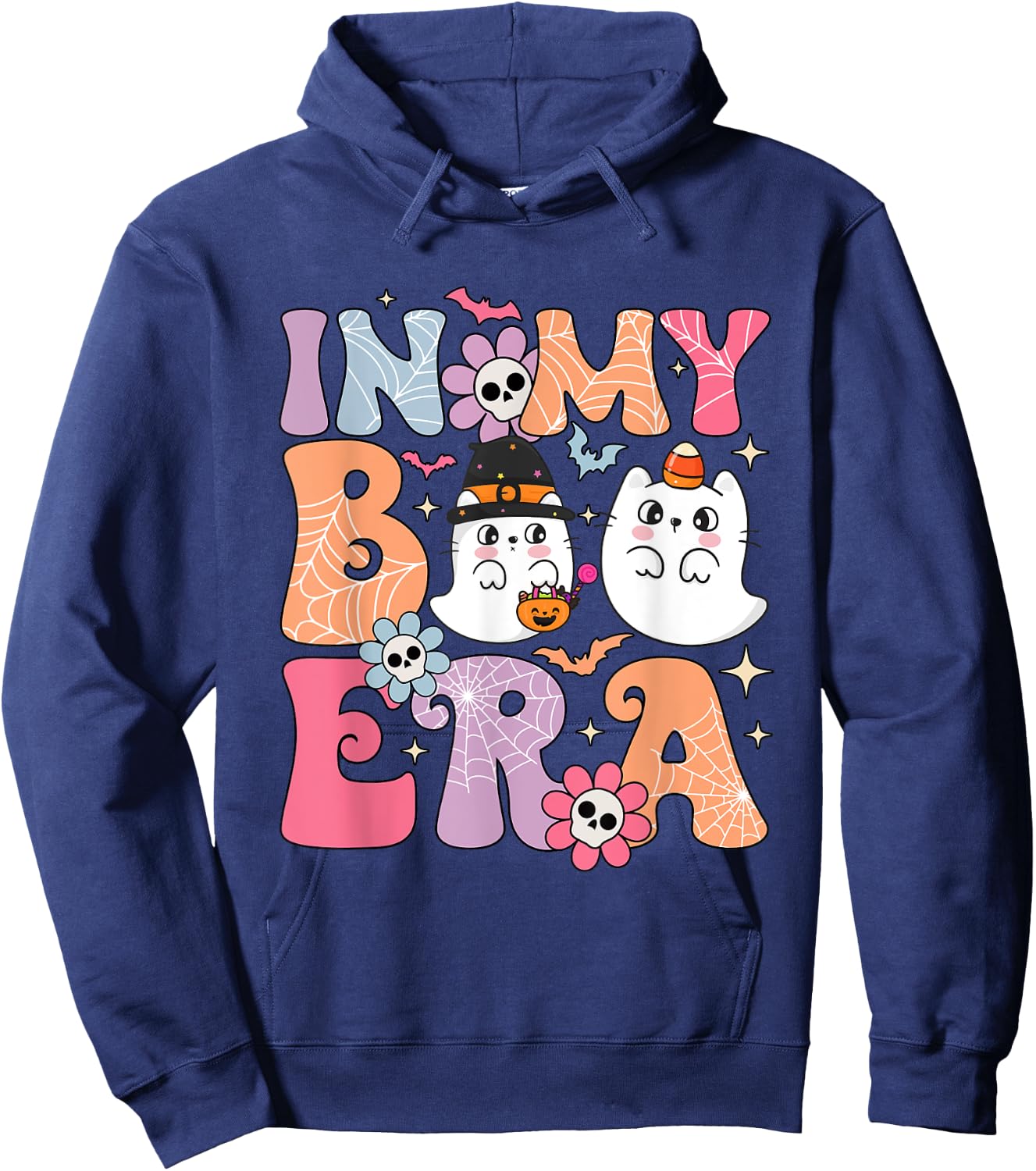 In My Boo Era Retro Cute Little Ghost Boo Halloween Costume Hoodie - Hoodie | Navy