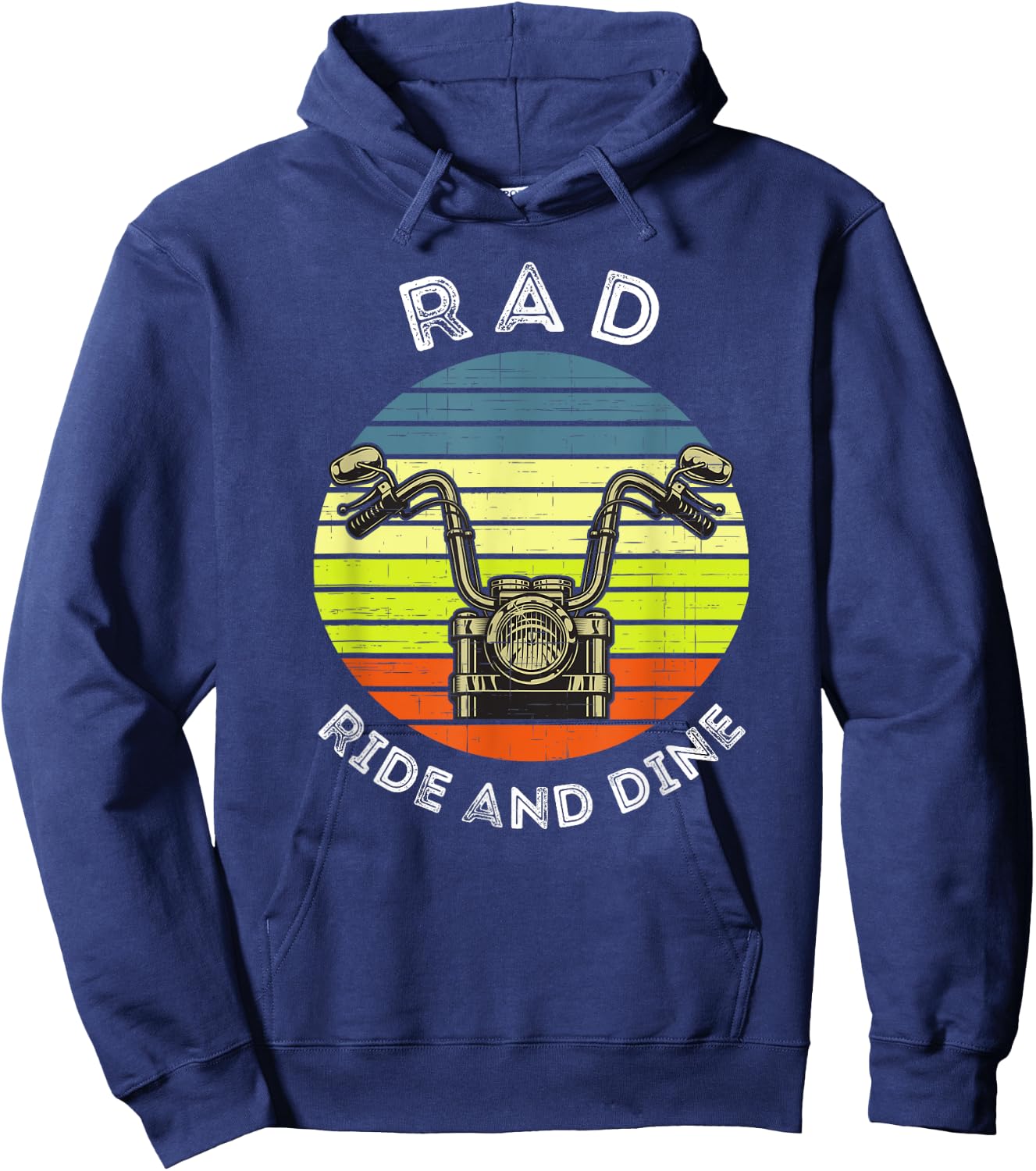 Retro Ride and Dine Friends Motorcycle Dinner Club Apparel Hoodie - Hoodie | Navy