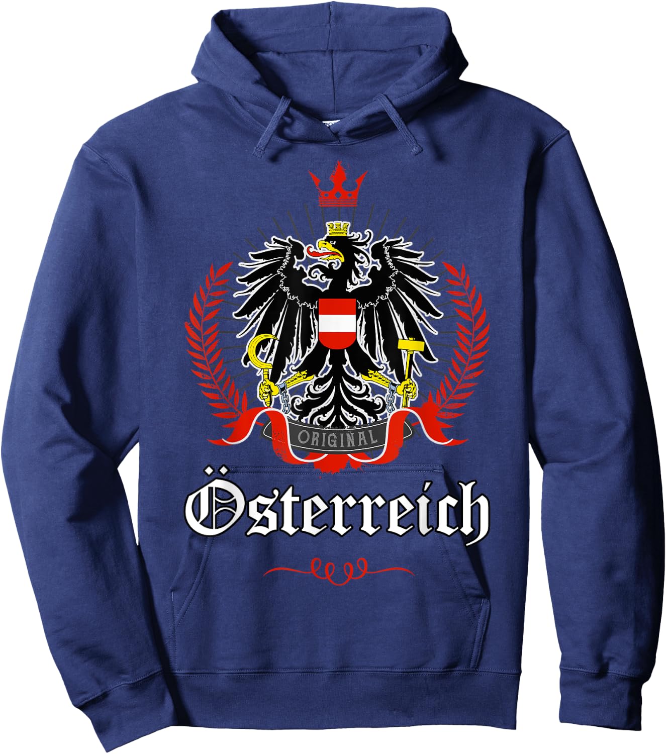 sterreich Adler Bekleidung Austria Eagle Coat of Arms - -Adults & Kids - Black - Small - Short Sleeve - - Retro-Modern - Sports - Football Hoodie - Hoodie | Navy