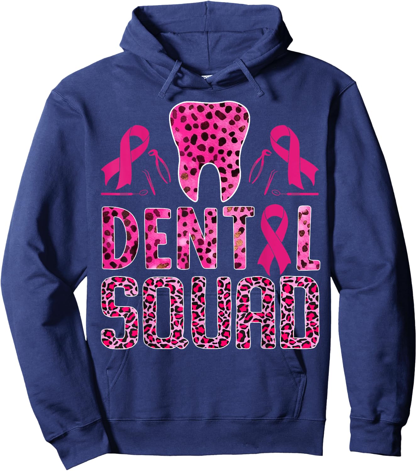 Dental Squad With Teeth Breast Cancer Awareness Warrior Hoodie - Hoodie | Navy