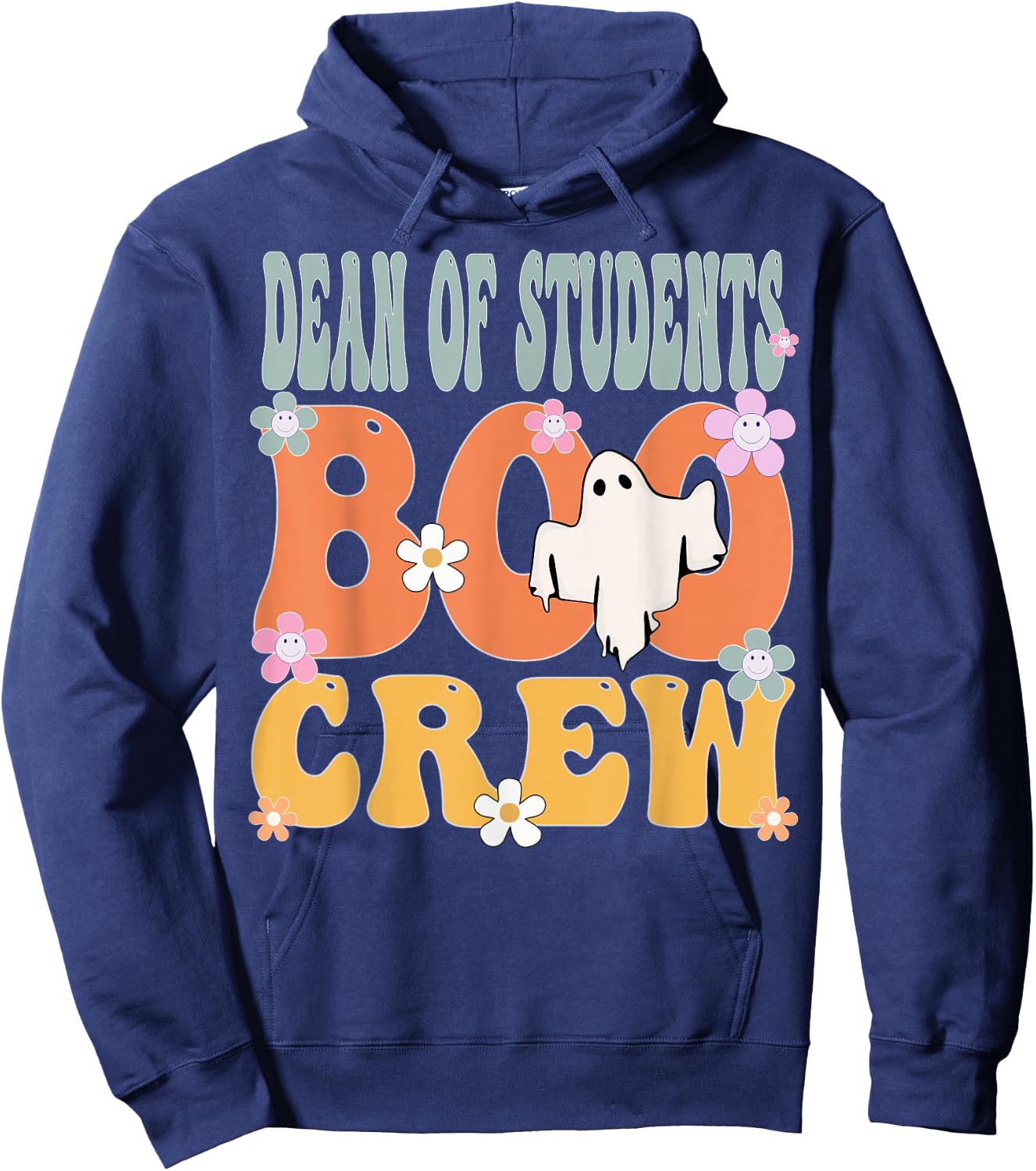 Dean Of Students Boo Crew Ghost Groovy Halloween Hoodie - Hoodie | Navy