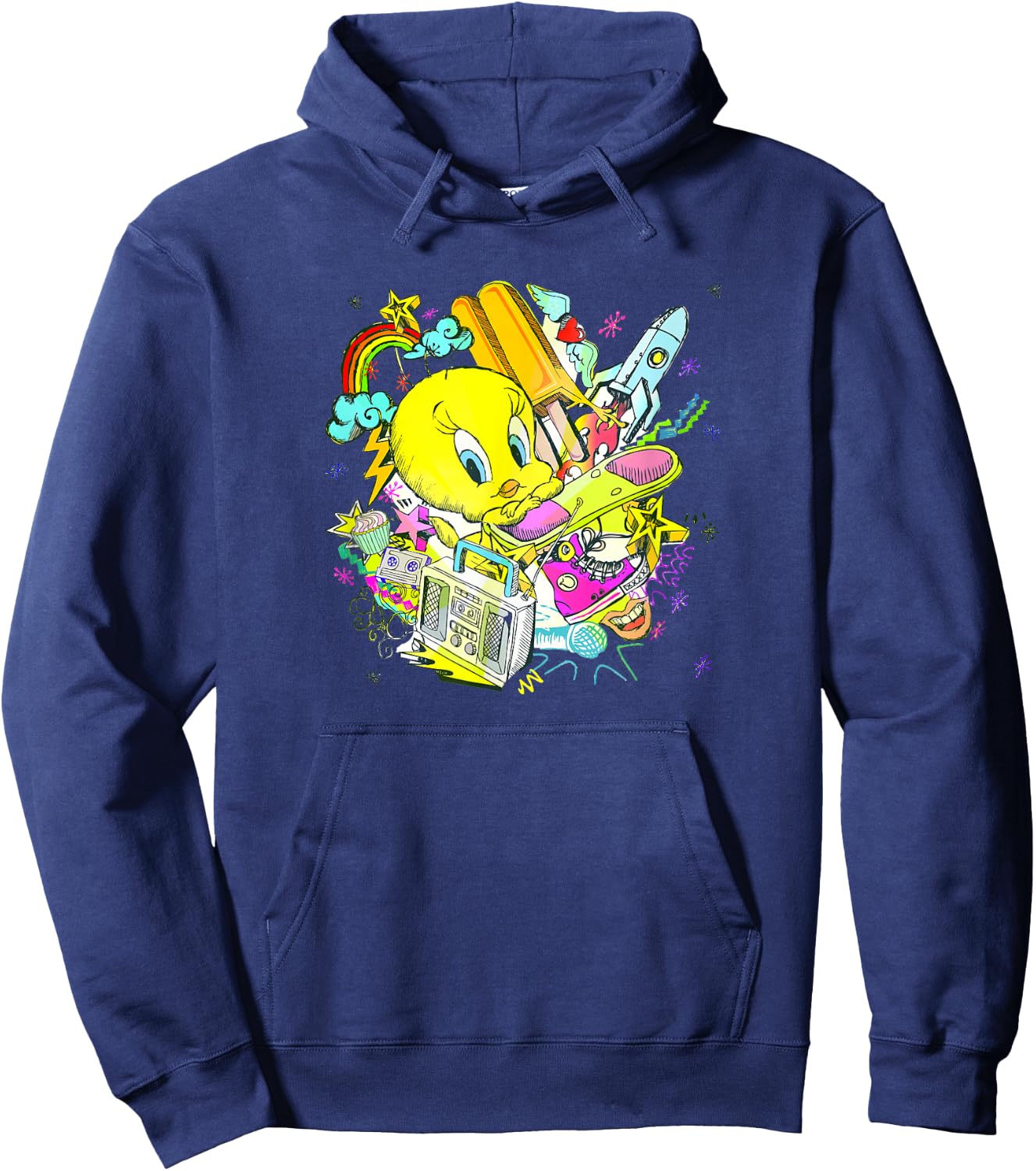 WB100 Looney Tunes Tweety Bird Retro Pop Icons Portrait Hoodie - Hoodie | Navy