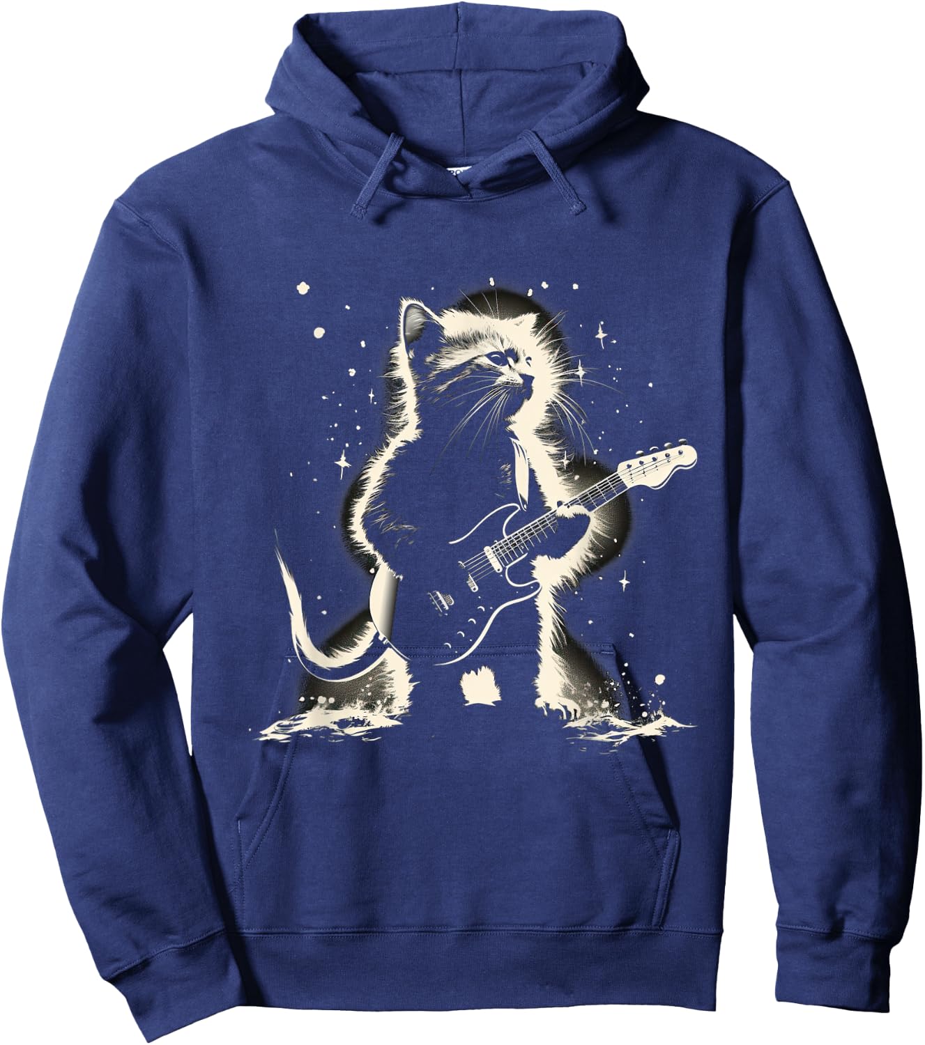 Cat Playing Bass Guitar Guitarist Rocker cool Hoodie - Hoodie | Navy