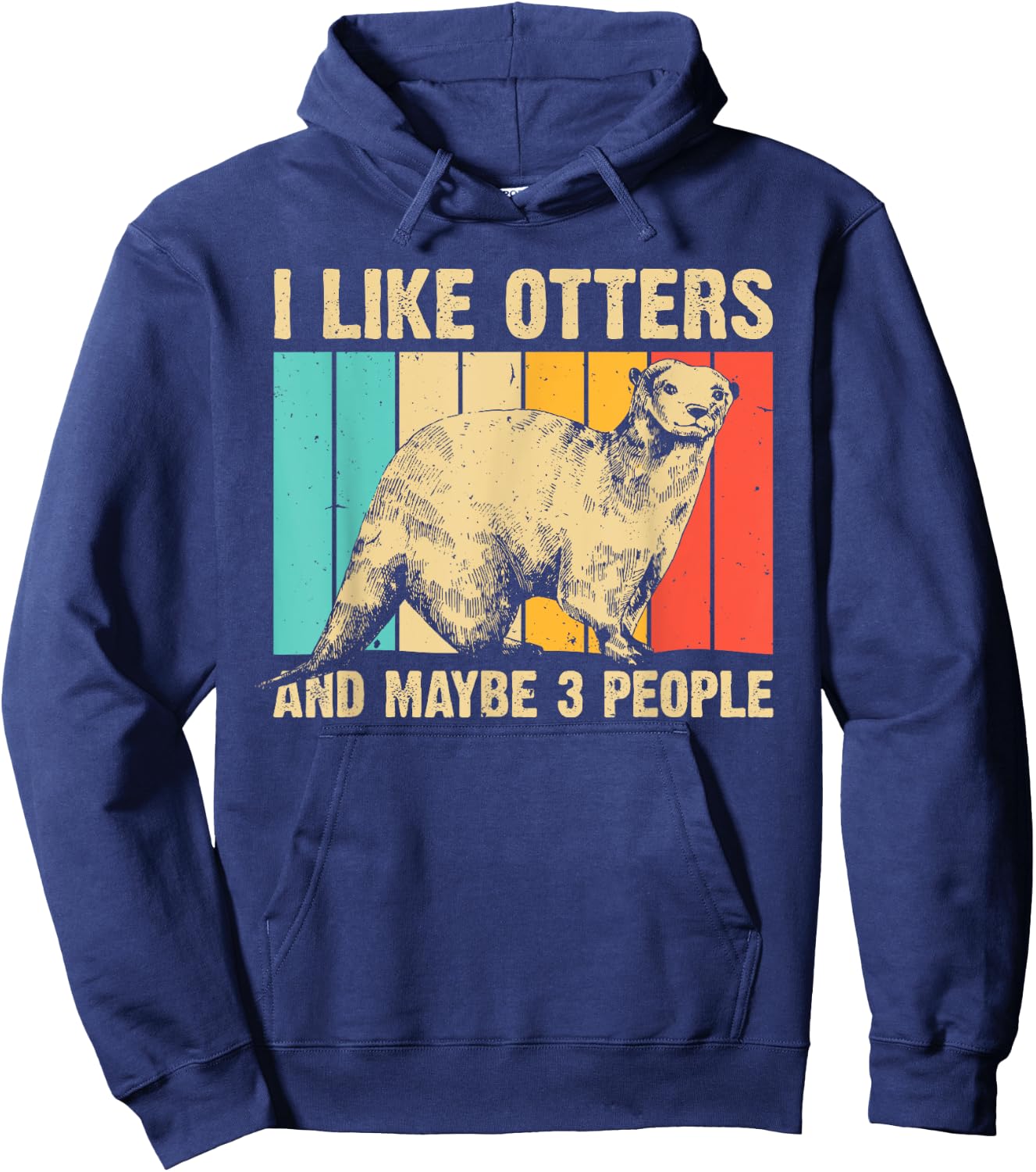 Cool Otter Design Women Kids Vintage Sea Otter Lover Hoodie - Hoodie | Navy