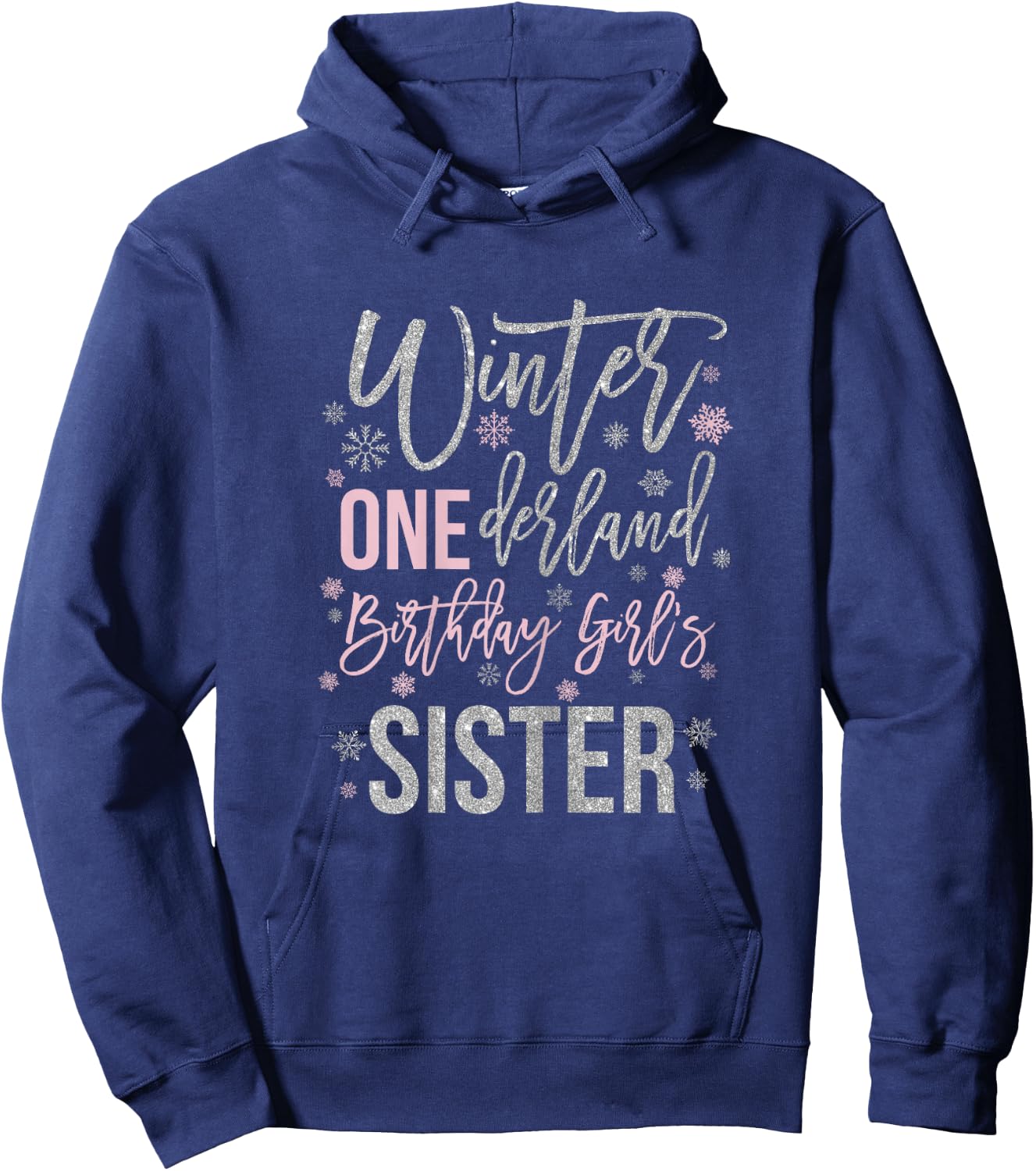 Sister Pink Winter Onederland 1st Birthday Snowflake Group Hoodie - Hoodie | Navy