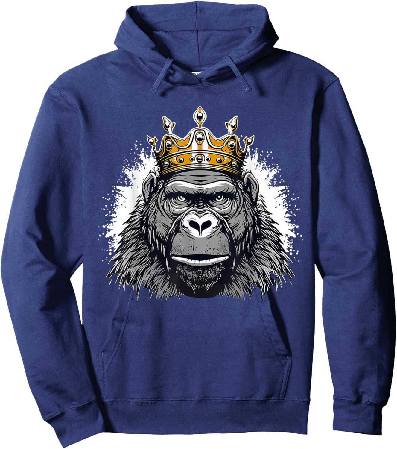 Gorilla With Crown King Ape Wildlife Artwork Monkey Design Hoodie - Hoodie | Navy