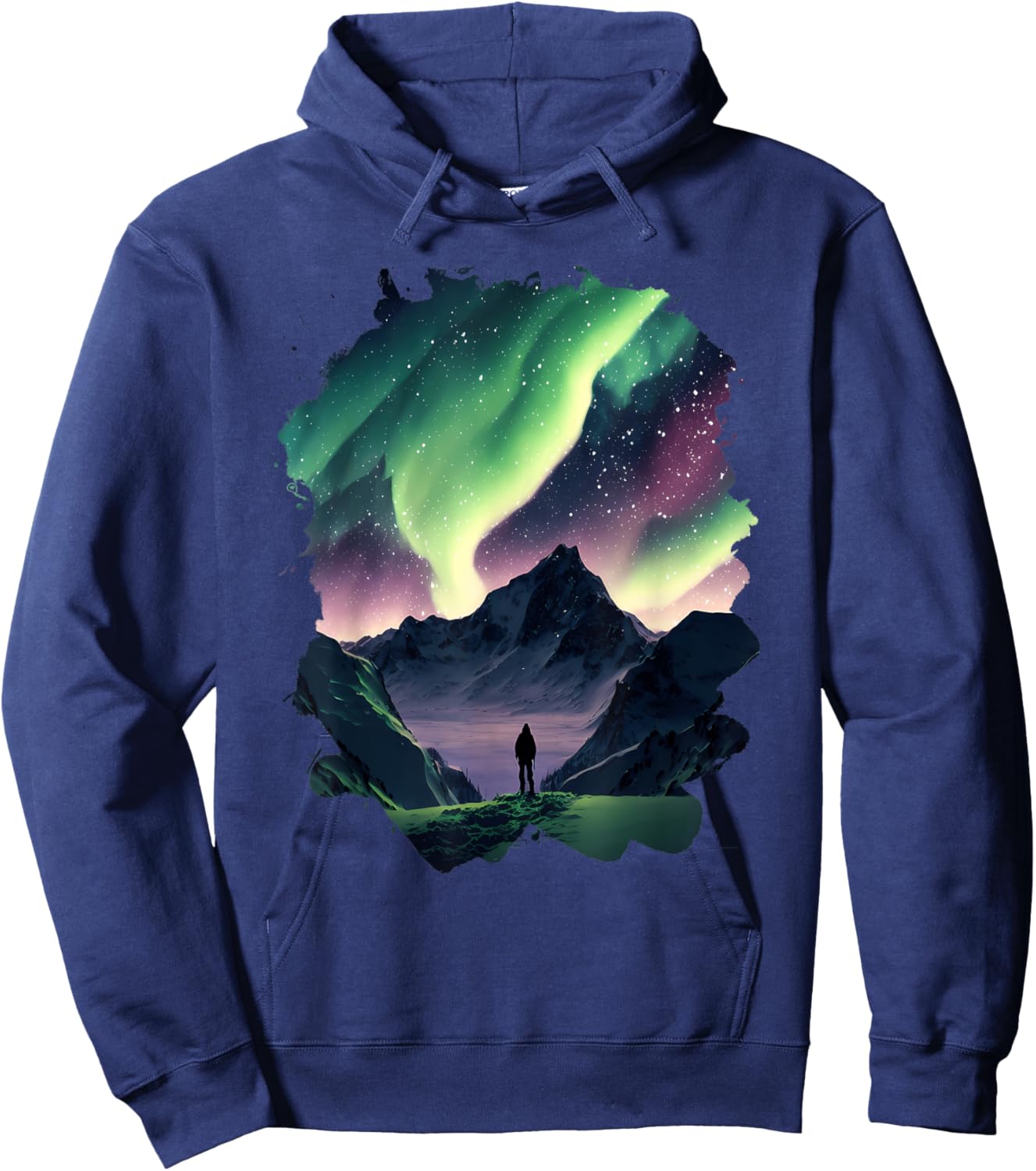 Aurora Borealis over the mountains Natural wonder in colors Hoodie - Hoodie | Navy