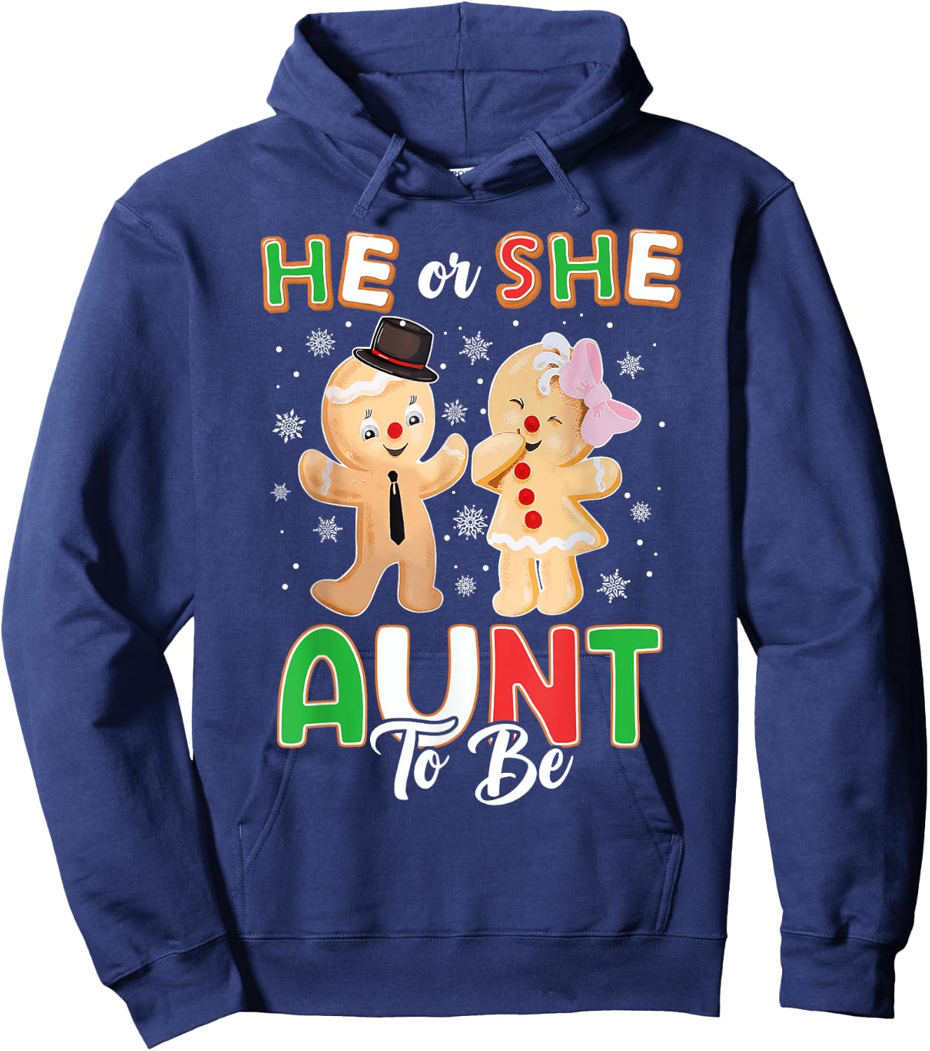 Gingerbread He or She Aunt To Be Christmas Gender Reveal Hoodie - Hoodie | Navy