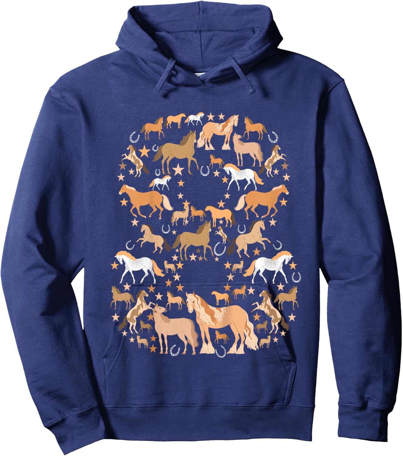 Little Girls 8 Years Old 8th Birthday Horse Graphic Cute Hoodie - Hoodie | Navy