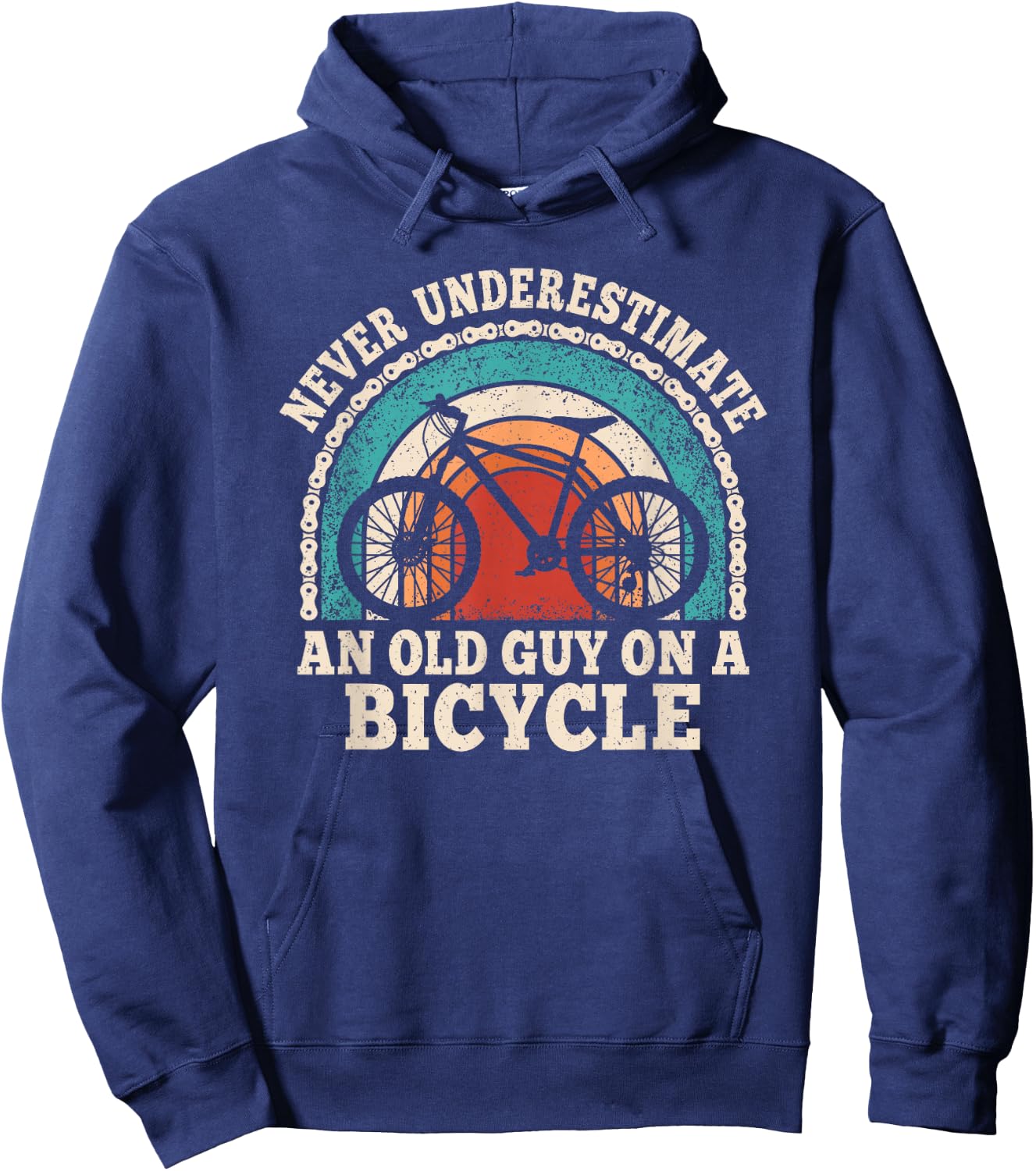 Never Underestimate An Old Guy On A Bicycle Cycling Bike Men Hoodie - Hoodie | Navy