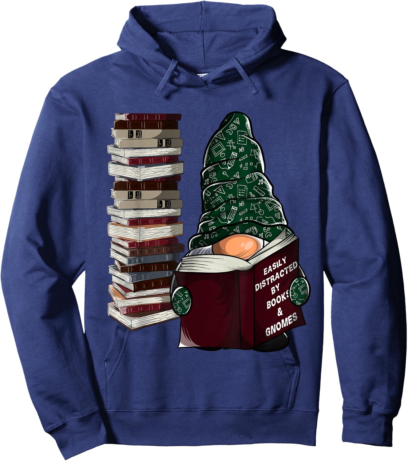 Easily distracted by books & gnomes, garden gnome book lover Hoodie - Hoodie | Navy