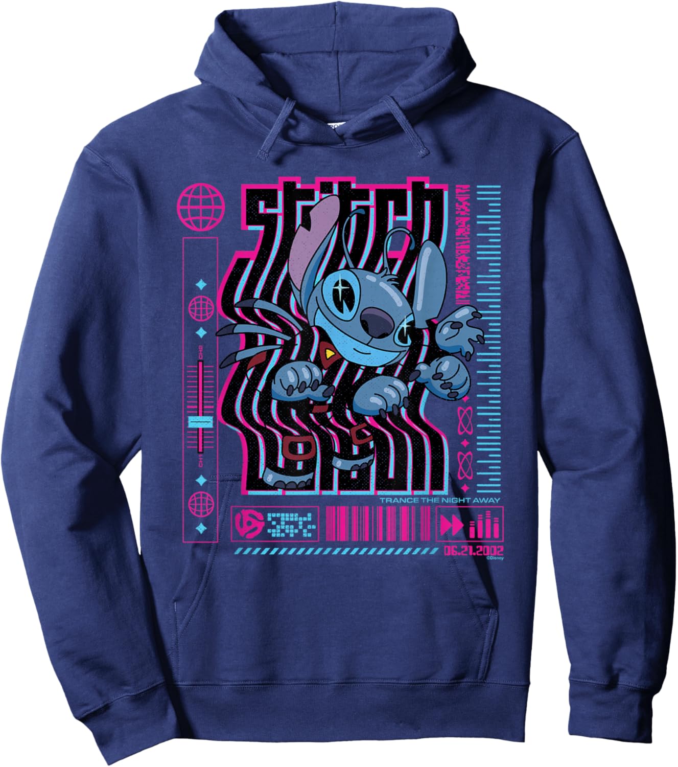 Disney Lilo & Stitch Techno Trance The Night Away 2002 Hoodie - Hoodie | Navy