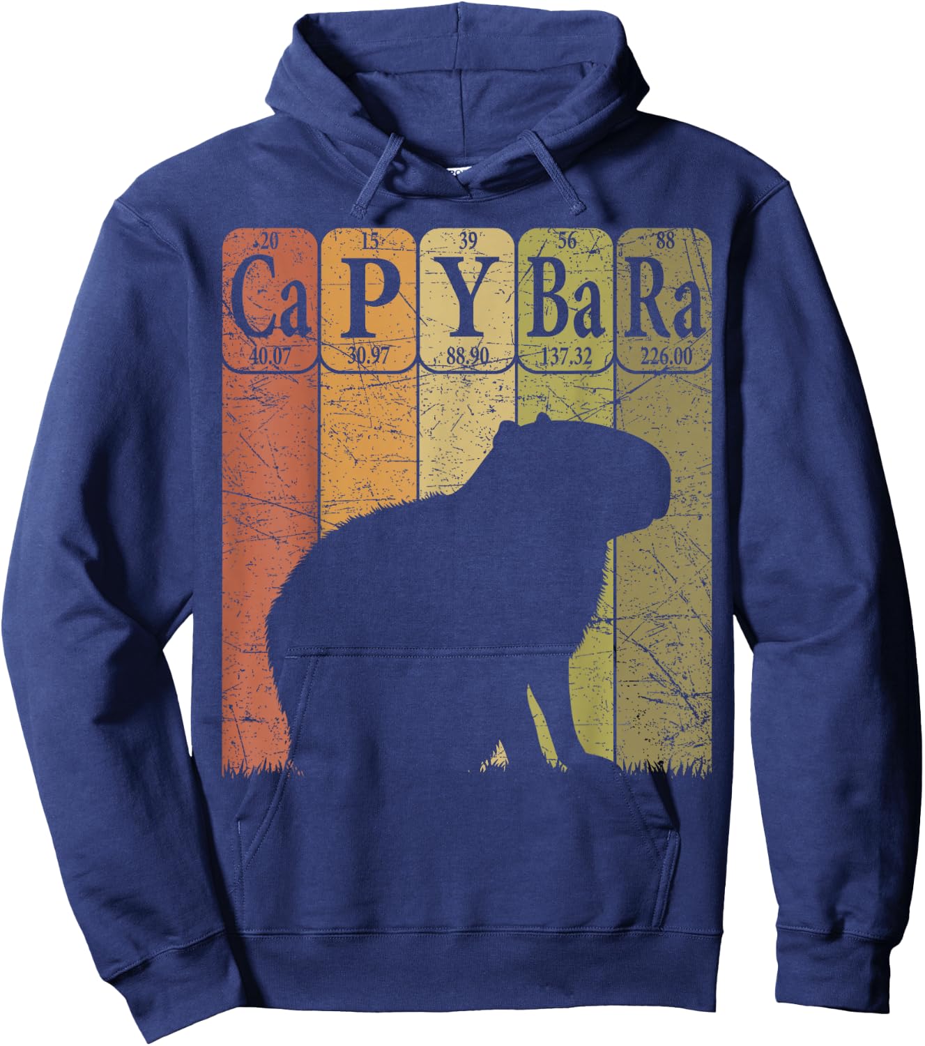 Capybara Periodic Table Elements Capybara Retro Rodent Hoodie - Hoodie | Navy