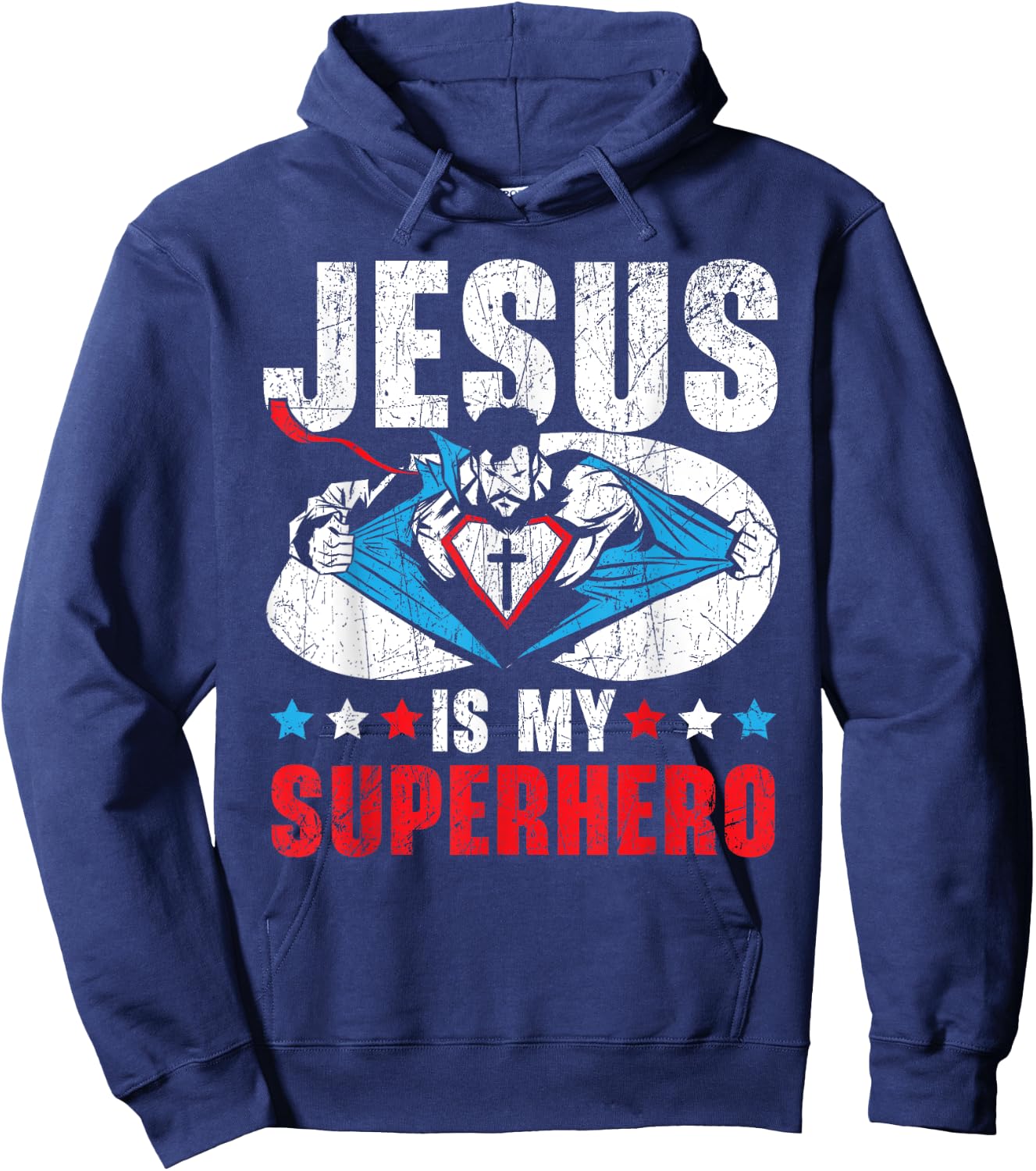 Jesus Is My Superhero Religious Pastor Christian Believer Hoodie - Hoodie | Navy