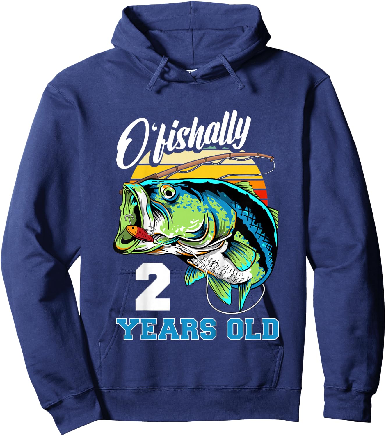 Ofishally 2 Years Old Fisherman 2nd Birthday Fishing Hoodie - Hoodie | Navy