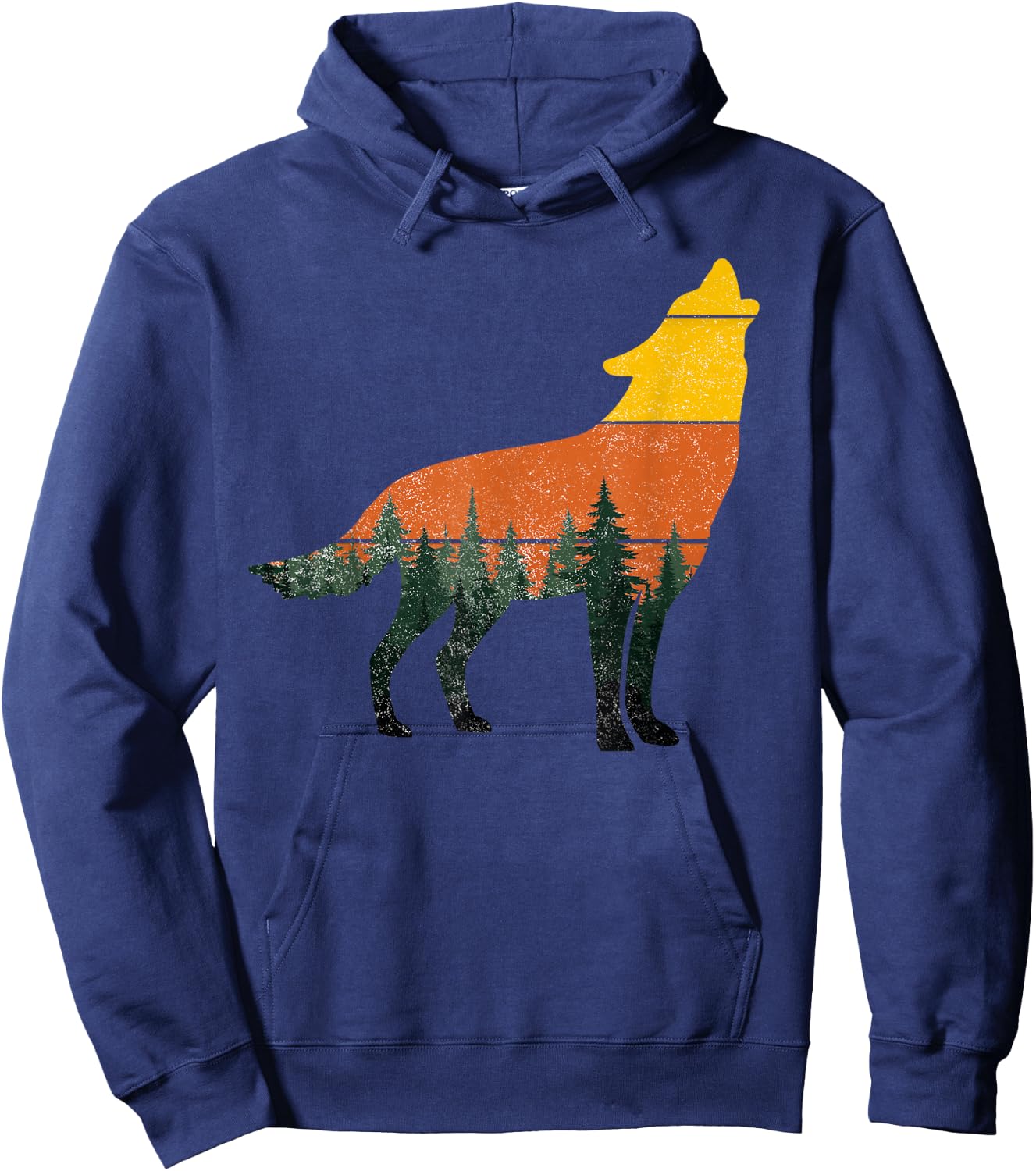Wolf Outdoor Forest Nature Wildlife Animal Vintage Retro Hoodie - Hoodie | Navy