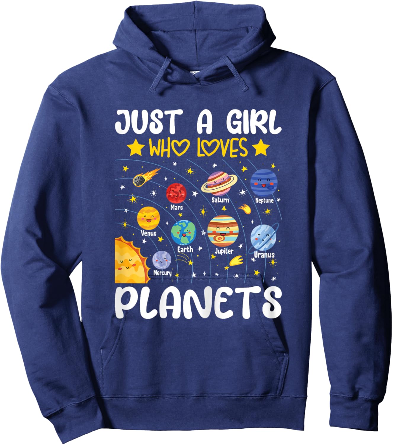 Just A Girl Who Loves Planets Solar Space Science Lover Girl Hoodie - Hoodie | Navy