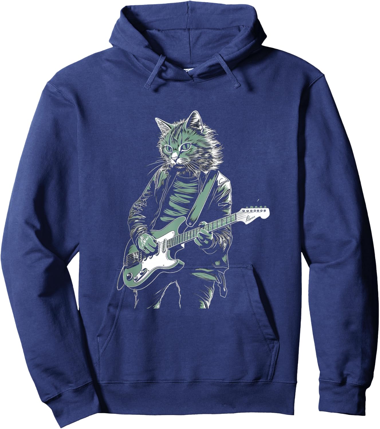 Cat Playing Bass Guitar Guitarist Rocker cool Hoodie - Hoodie | Navy