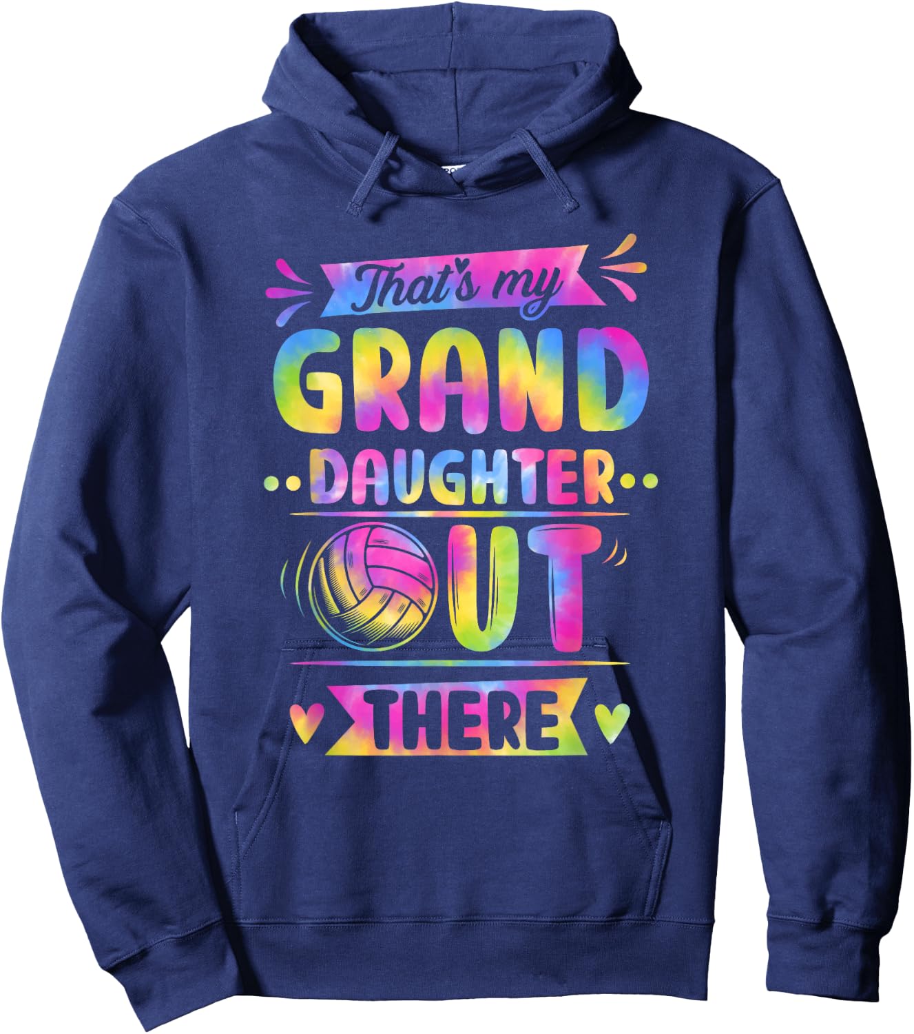 That's My Granddaughter Out There Volleyball Tie Dye Hoodie - Hoodie | Navy