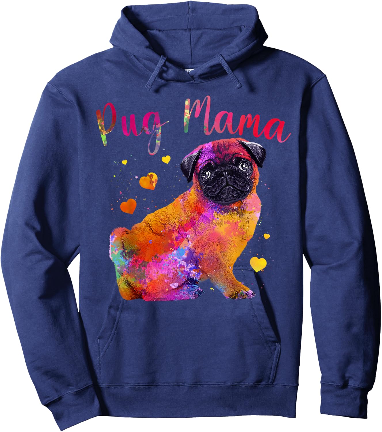 Cool Pug Mama For Mom Women Dog Pug Lovers Fur Baby Puppy Hoodie - Hoodie | Navy