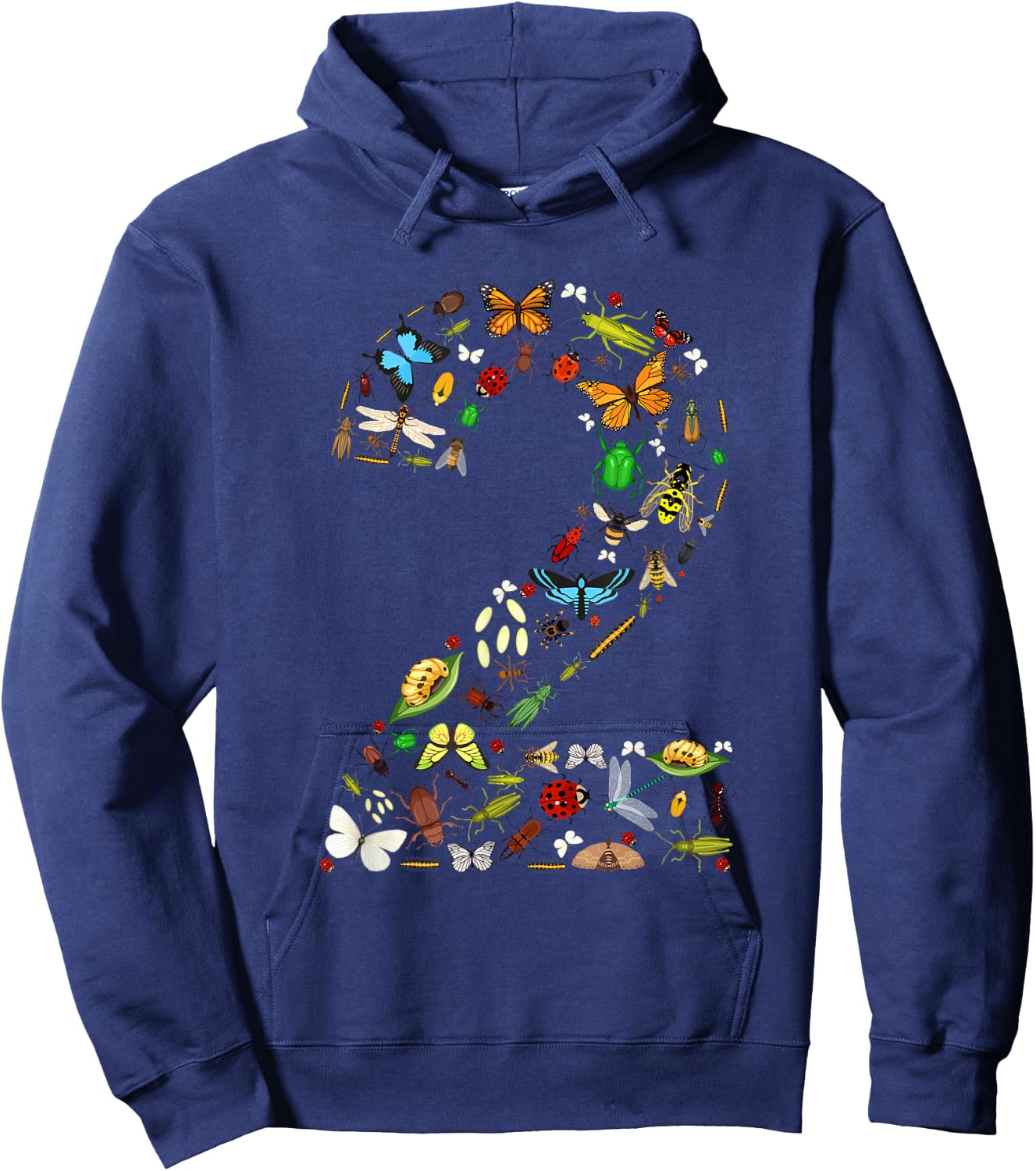 2 Years Old Two Bug 2nd Birthday Bugs Insects Boy Girl Hoodie - Hoodie | Navy