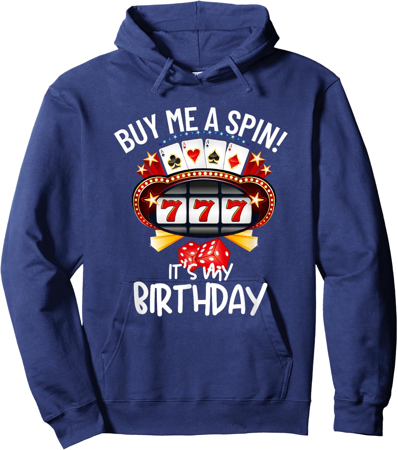 Slot Machine 777 Lucky Birthday Gambling Casino Hoodie - Hoodie | Navy