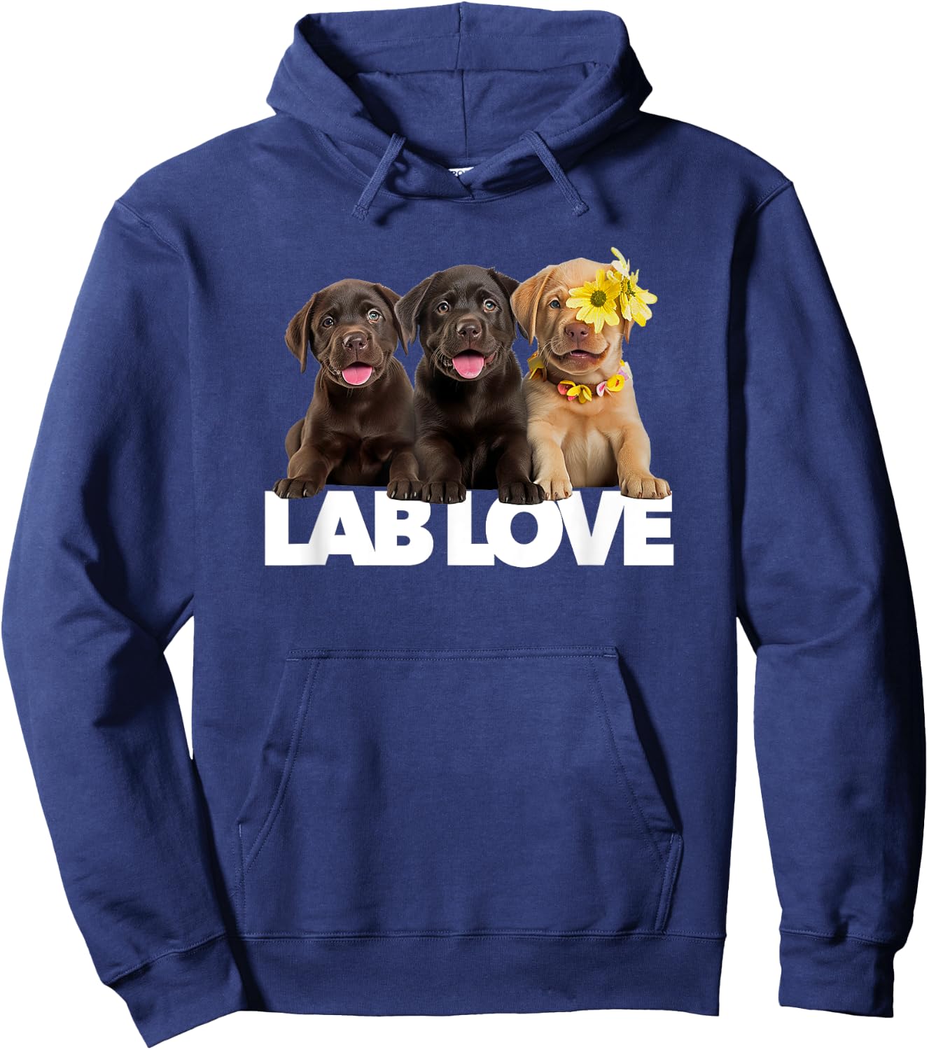Lab Love labrador retriever chocolate black yellow dog puppy Men Women Hoodie - Hoodie | Navy