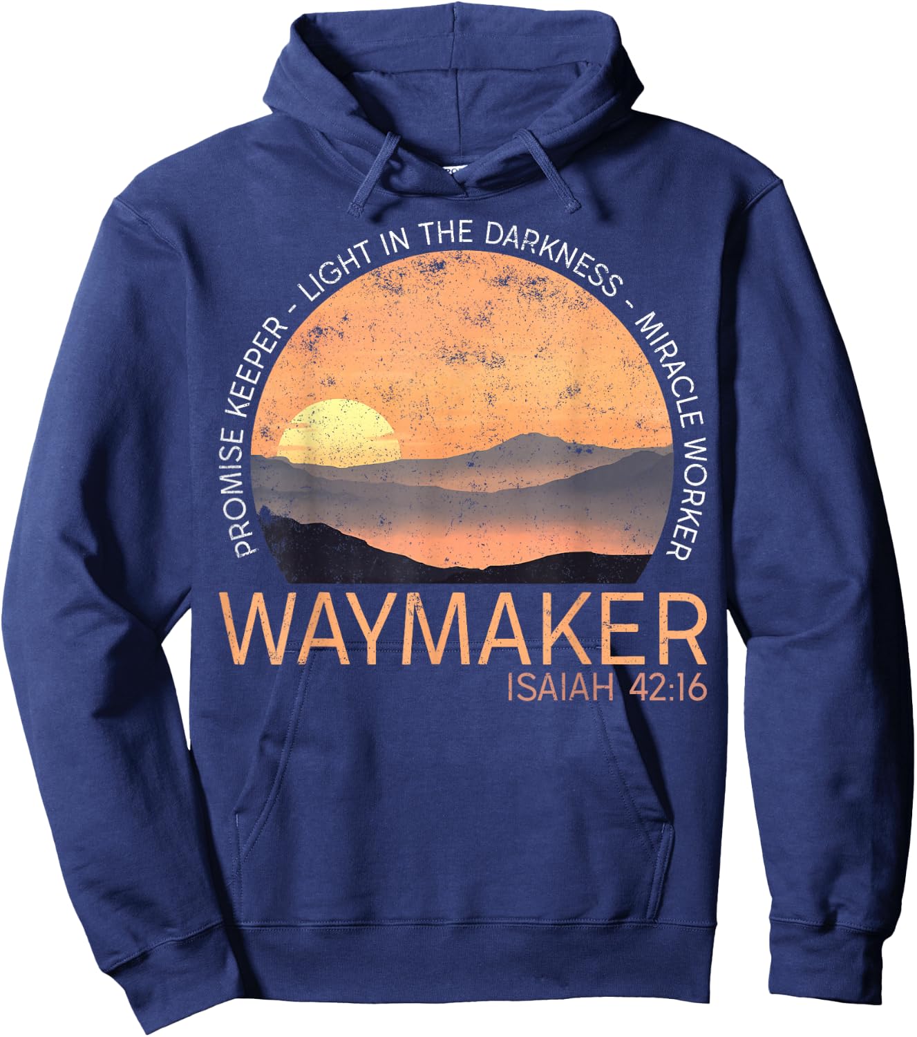 Vintage Waymaker Promise Keeper Miracle Worker Christian Hoodie - Hoodie | Navy