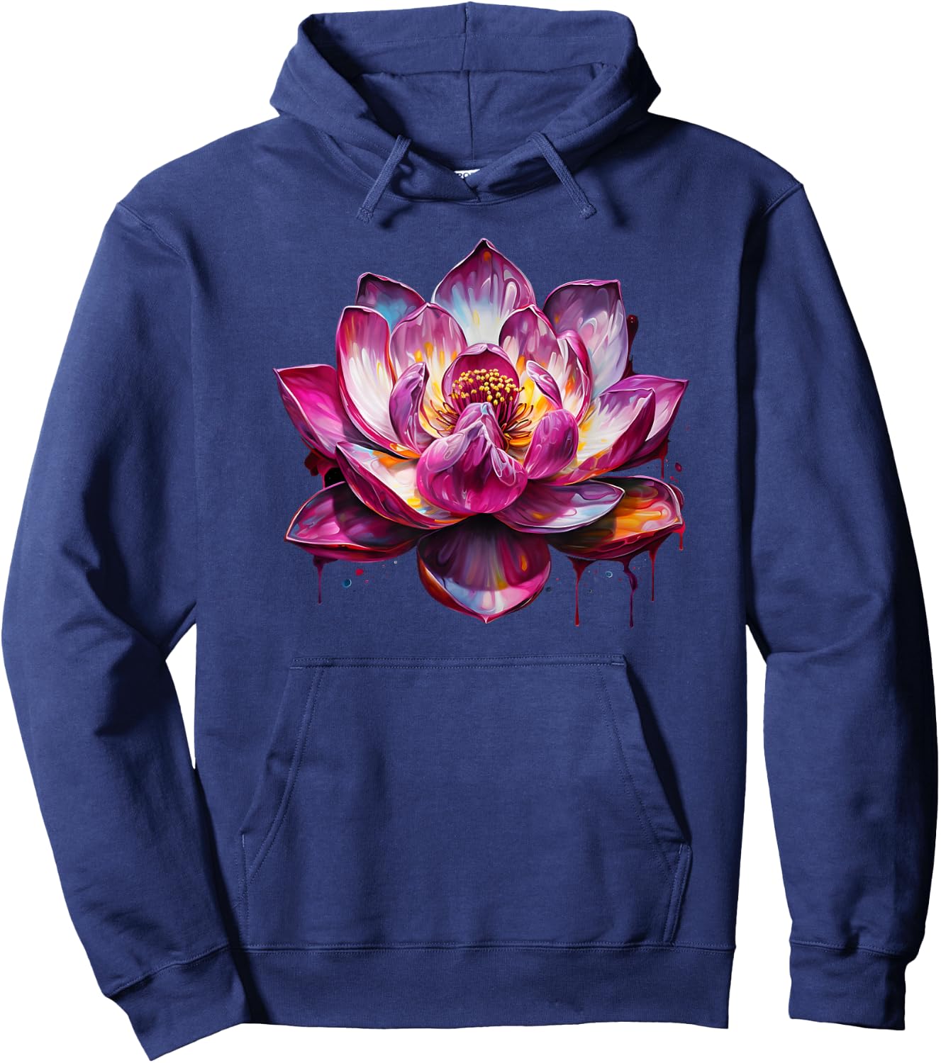 Colorful Lotus Funny Graffiti Trendy Cute Flower Fashion Hoodie - Hoodie | Navy
