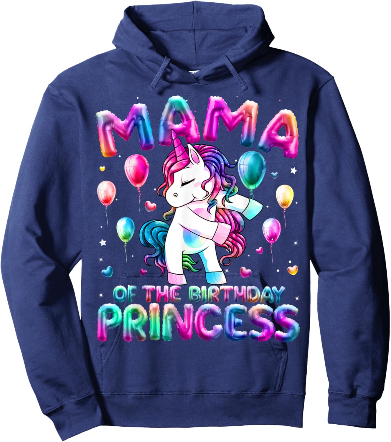 Mama of the Birthday Princess Girl Flossing Unicorn Mom Hoodie - Hoodie | Navy