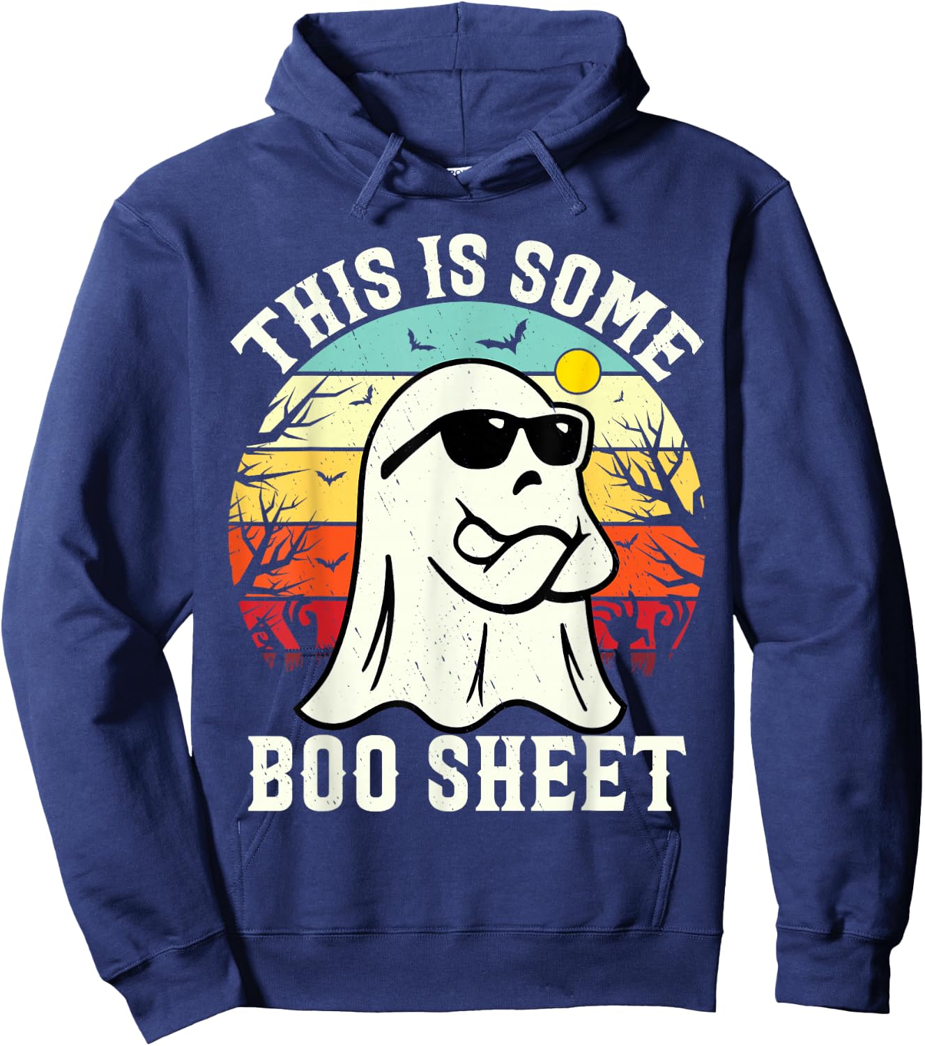 This Is Some Boo Sheet Ghost Retro Halloween Funny Halloween Hoodie - Hoodie | Navy