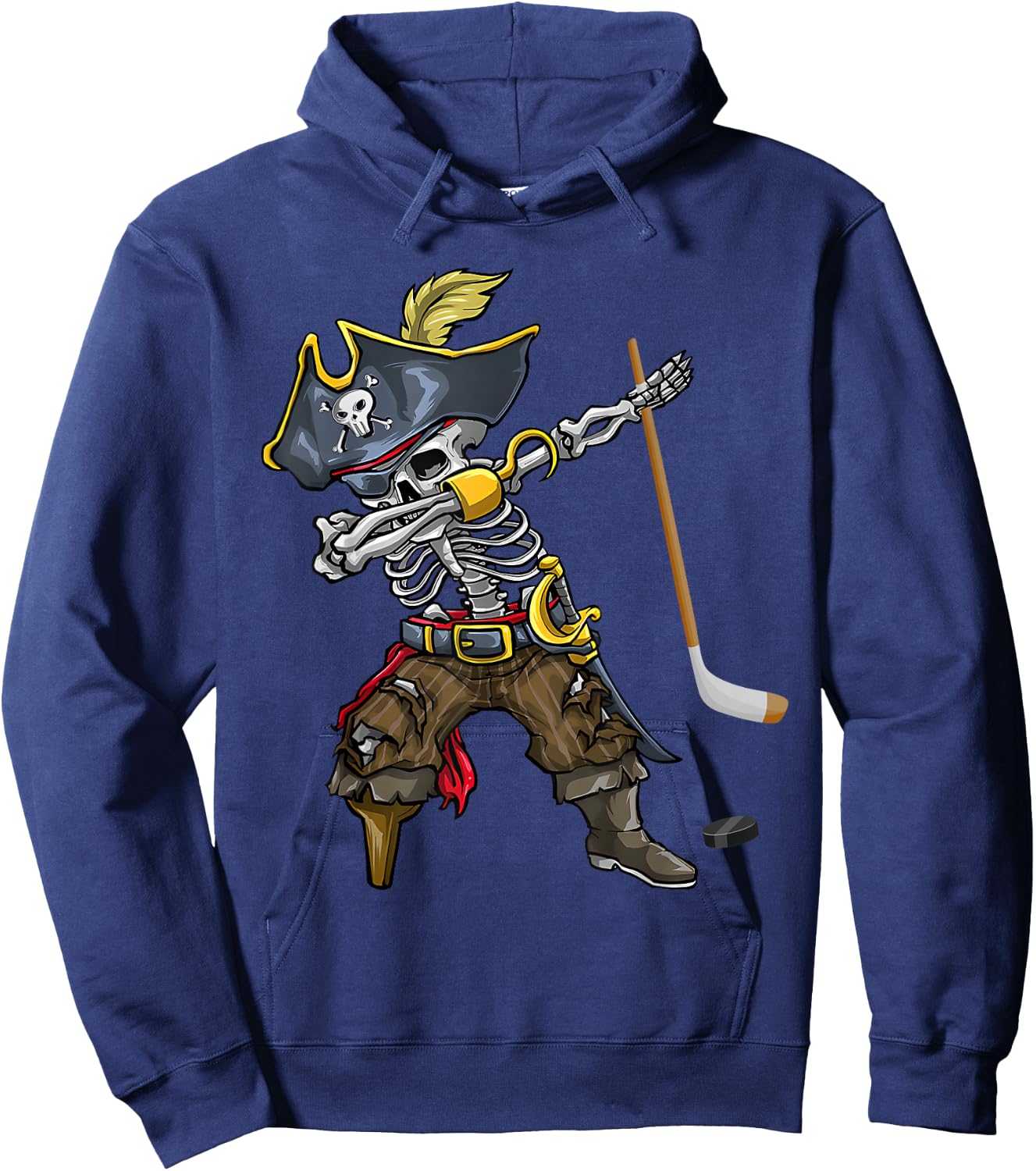 Dabbing Skeleton Pirate Hockey Lover Halloween Costume Hoodie - Hoodie | Navy