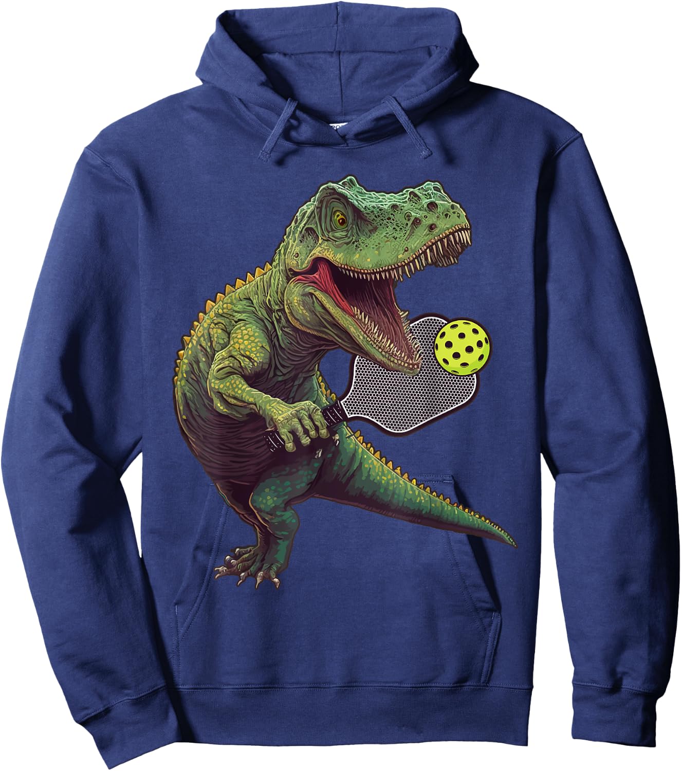 Funny Dinosaur Play Pickleball DM Green Classic Fit Short Sleeve Hoodie - Hoodie | Navy