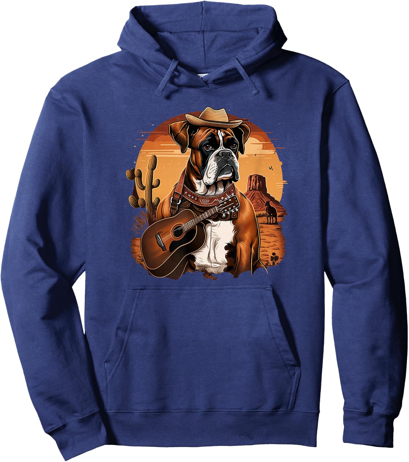 Funny Dog Boxer Country Music Rodeo Cowboy guitar Hoodie - Hoodie | Navy