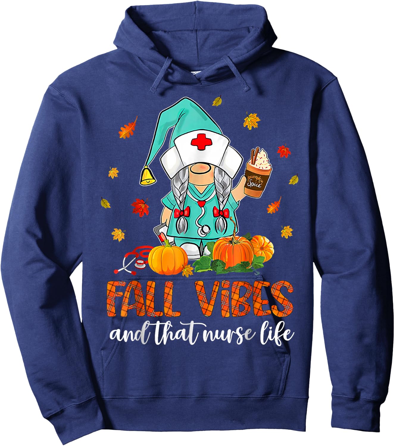 Fall Vibes That Nurse Life Nurse Gnomes Fall Season Autumn Hoodie - Hoodie | Navy
